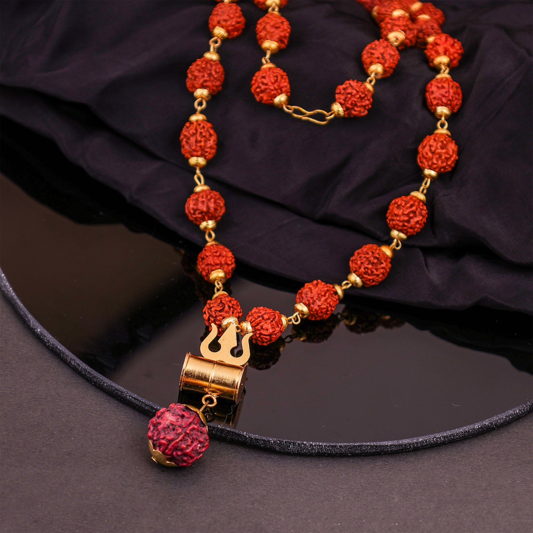 Rudraksha Mala With Damru - Abhimantrit