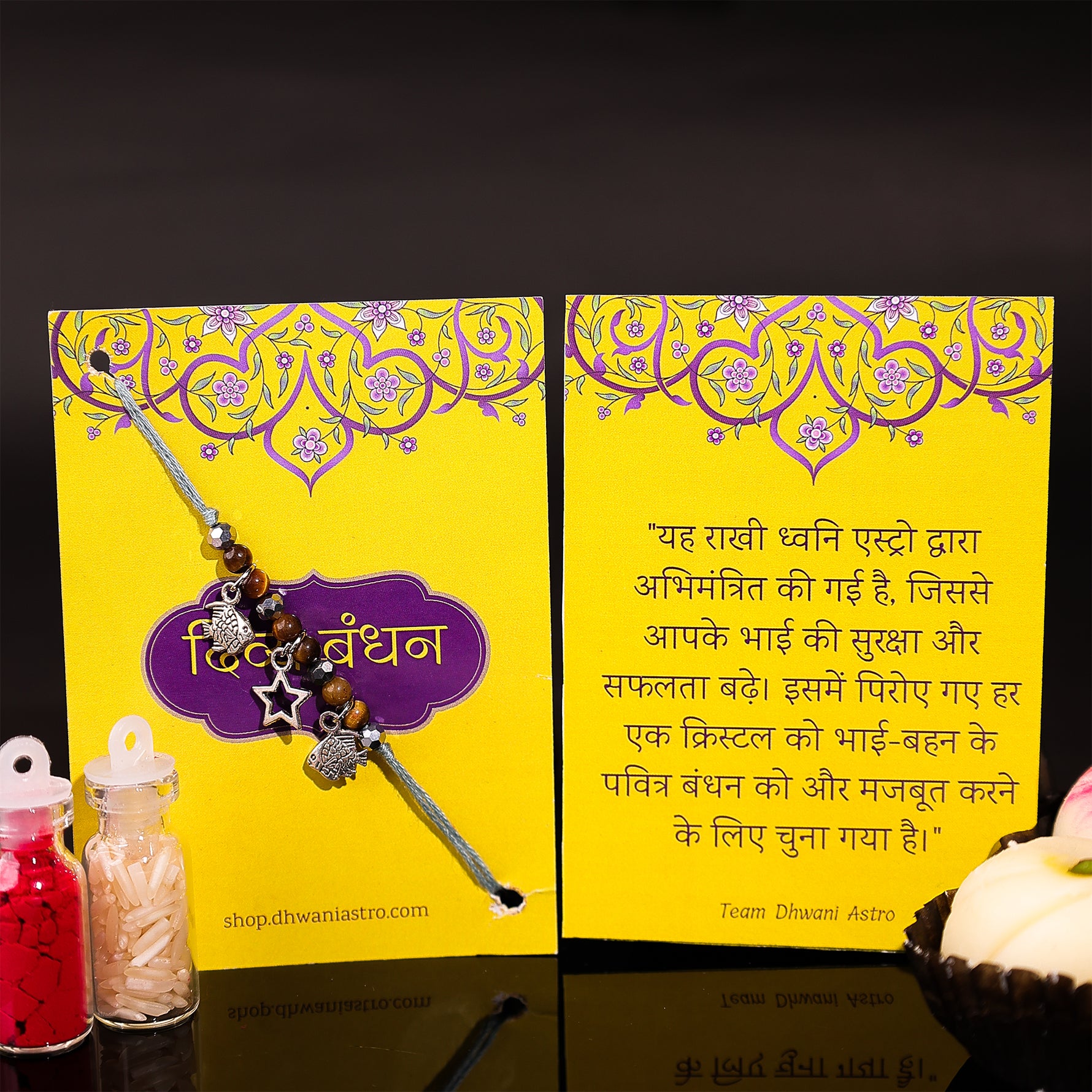 Tiger eye rakhi with charms - Abhimantrit