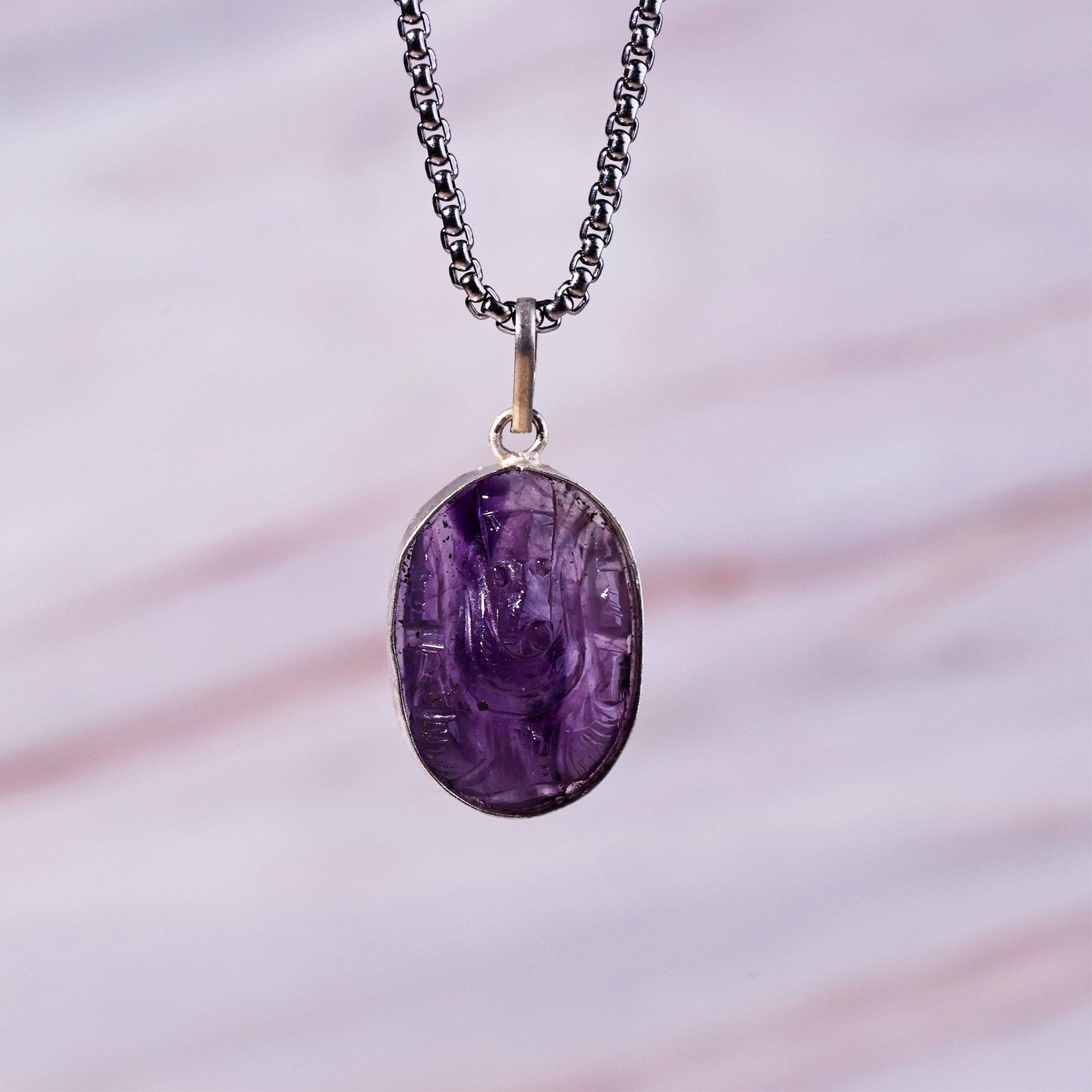 Amethyst Ganesha Pendant - Abhimantrit