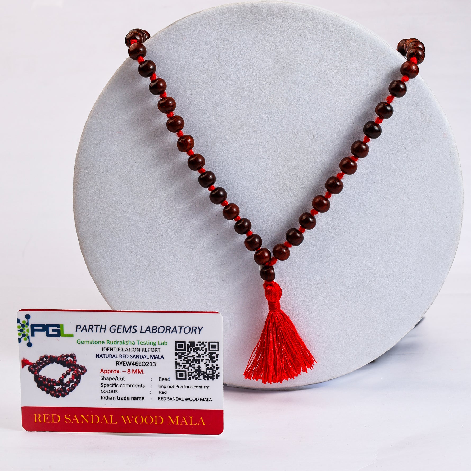 Red Sandal Wood Mala - Abhimantrit & Certified