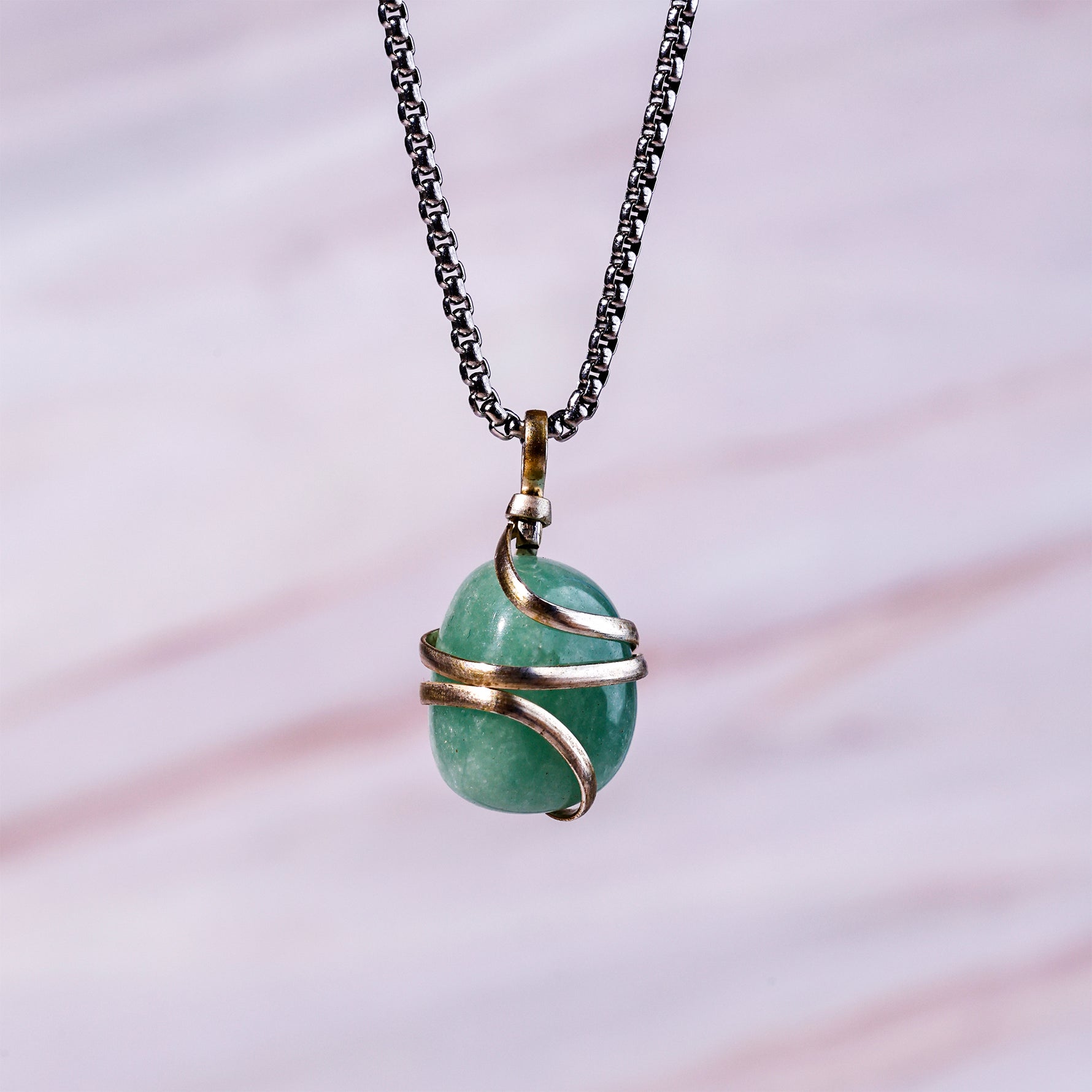 Green Aventurine Wrapping Pendant - Abhimantrit & Certified