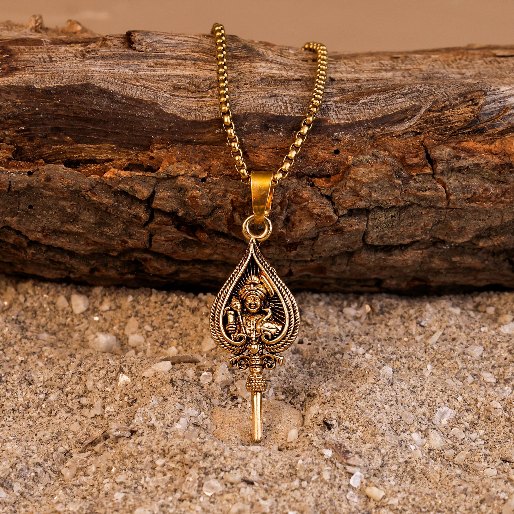 IGP Plating Lord Murugan with Gold Chain Pendant - Abhimantrit