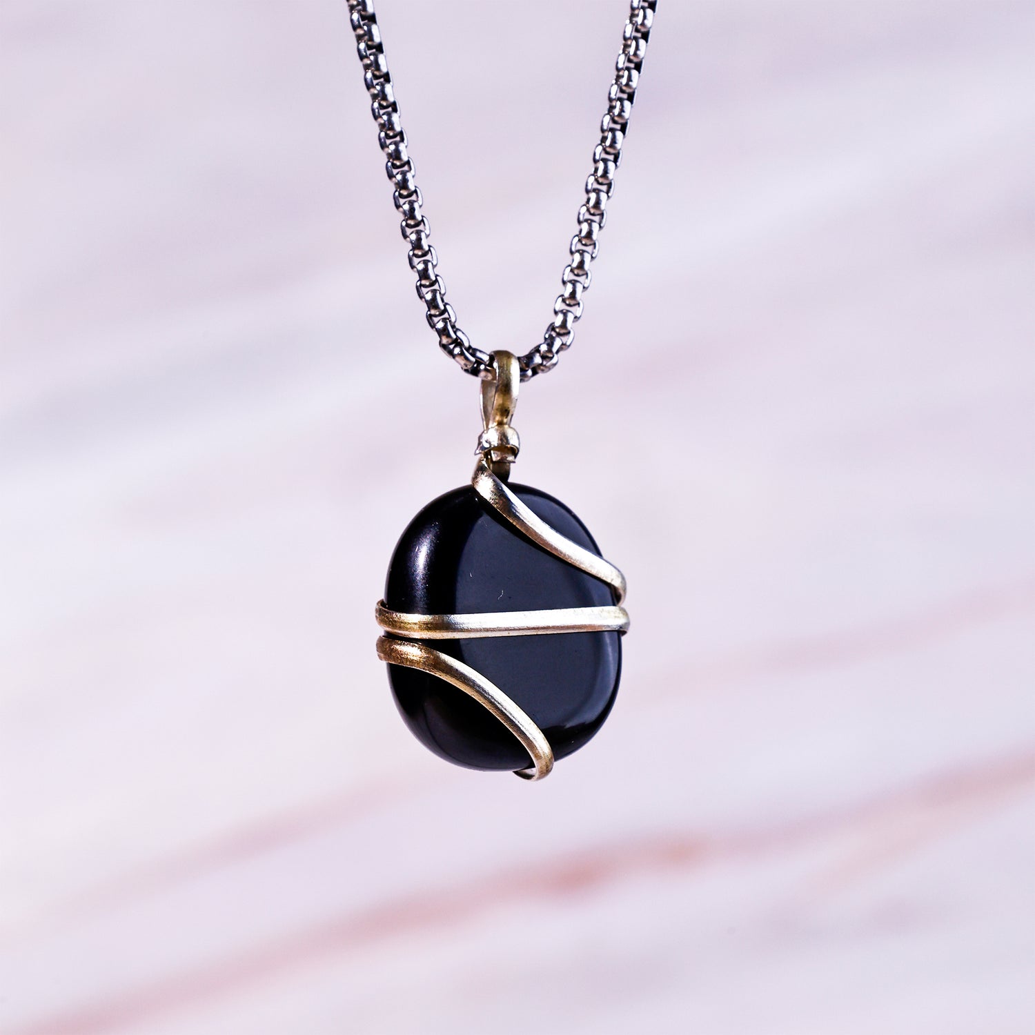 Black Obsidian Wrapping Pendant - Abhimantrit