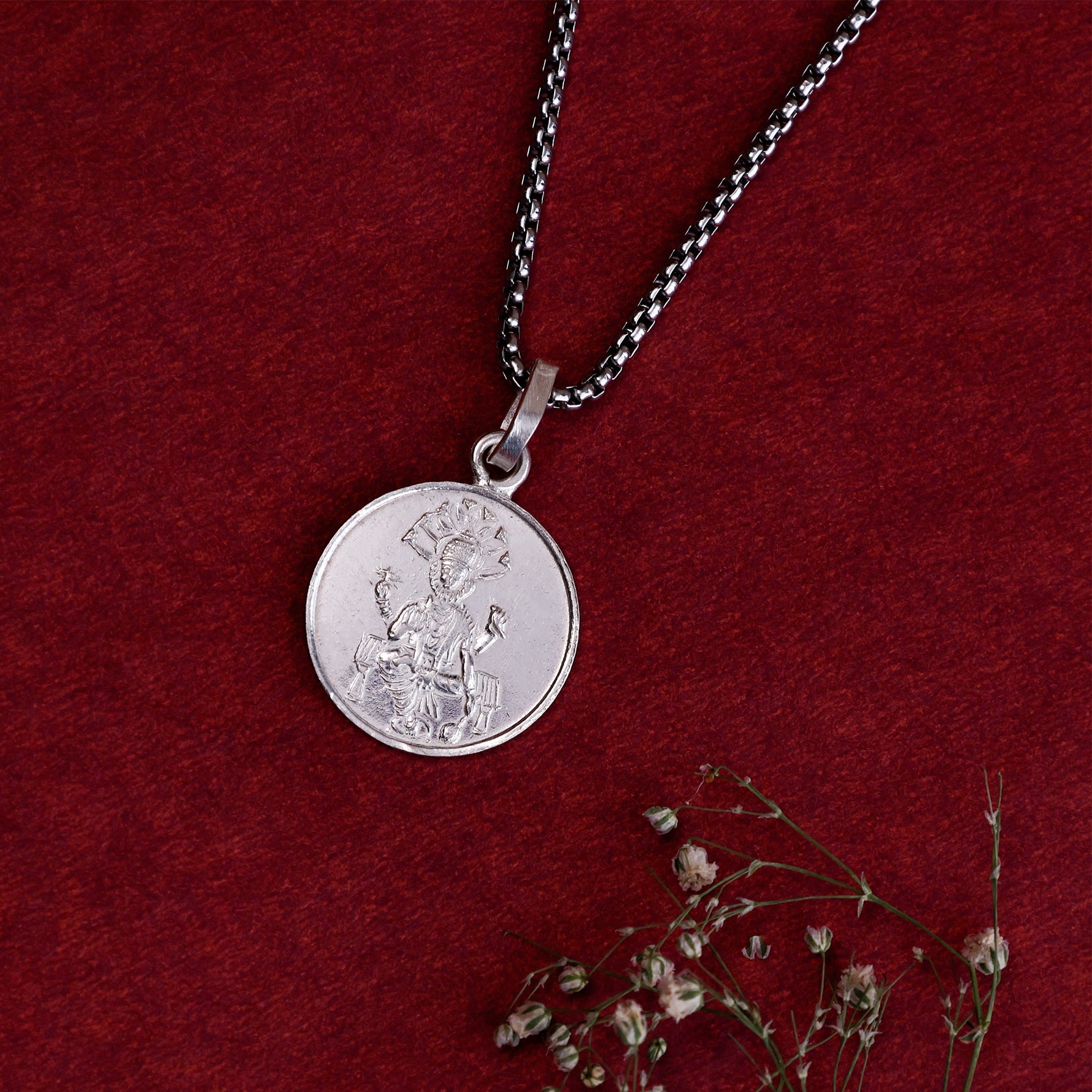 Narsinga Bhagwan Yantra Pure Silver Pendant - Abhimantrit