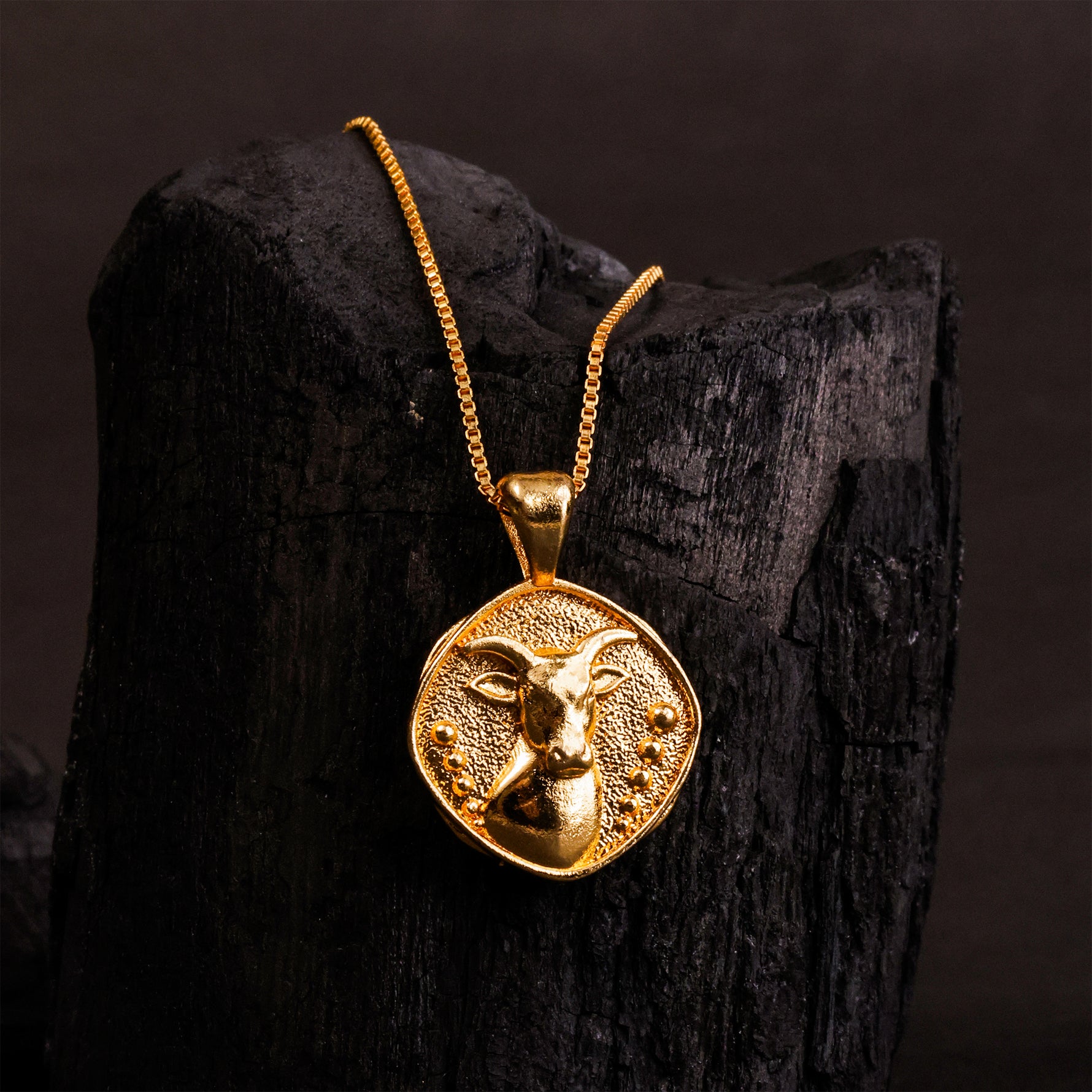 Capricorn Zodiac Sing Gold Plated Pendant- Abhimantrit