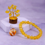 Yellow Citrine Bracelet & Pendant With Tree (Combo)