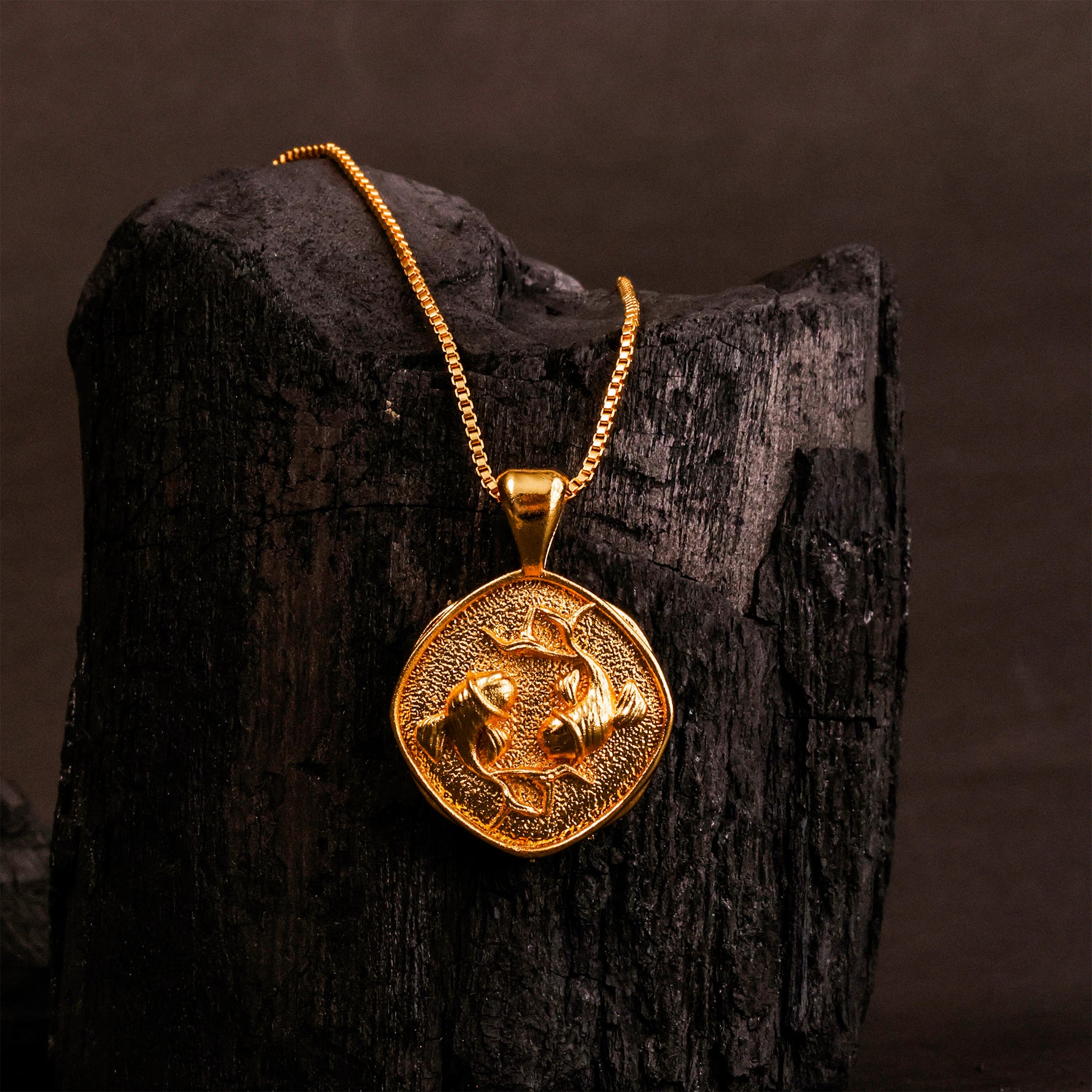 Pisces Zodiac Sign Gold Plated Pendant - Abhimantrit