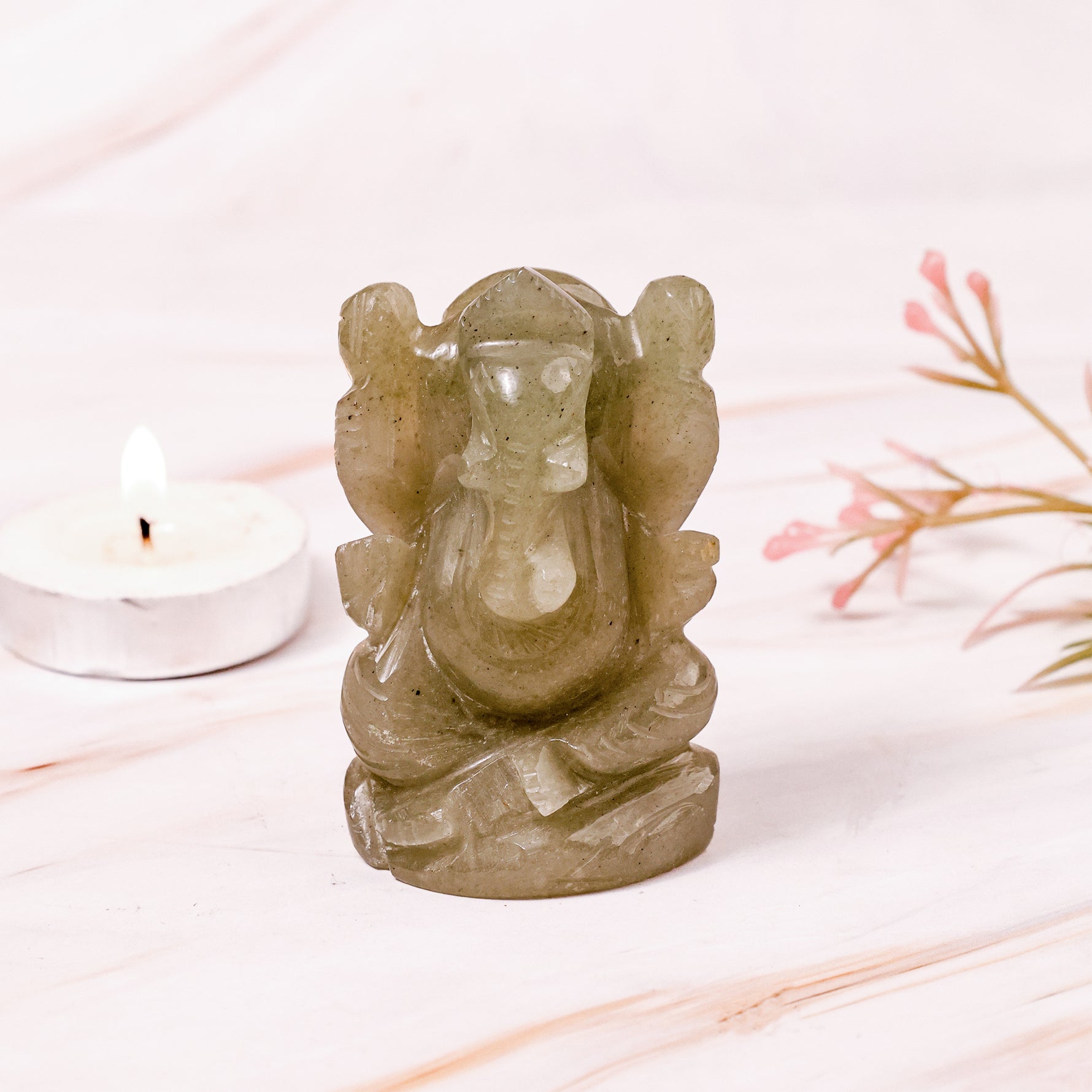 Green Aventurine Ganesh ji - Abhimantrit & Certified