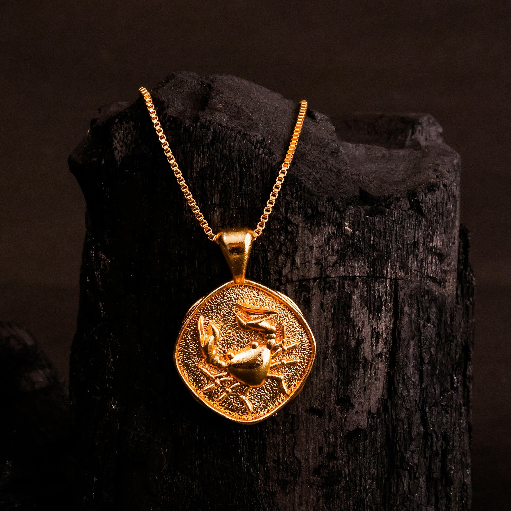 Cancer Zodiac Sing Gold Plated Pendant - Abhimantrit
