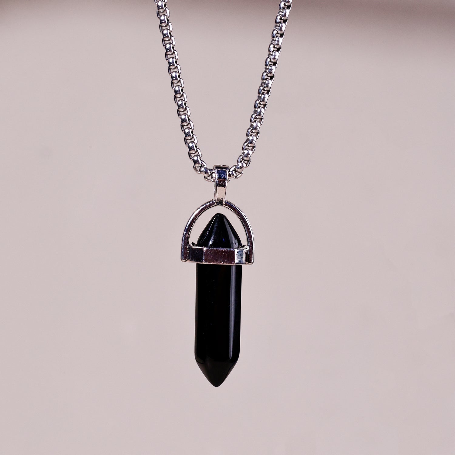 Black Tourmaline Pen Shape Pandent - Abhimantrit