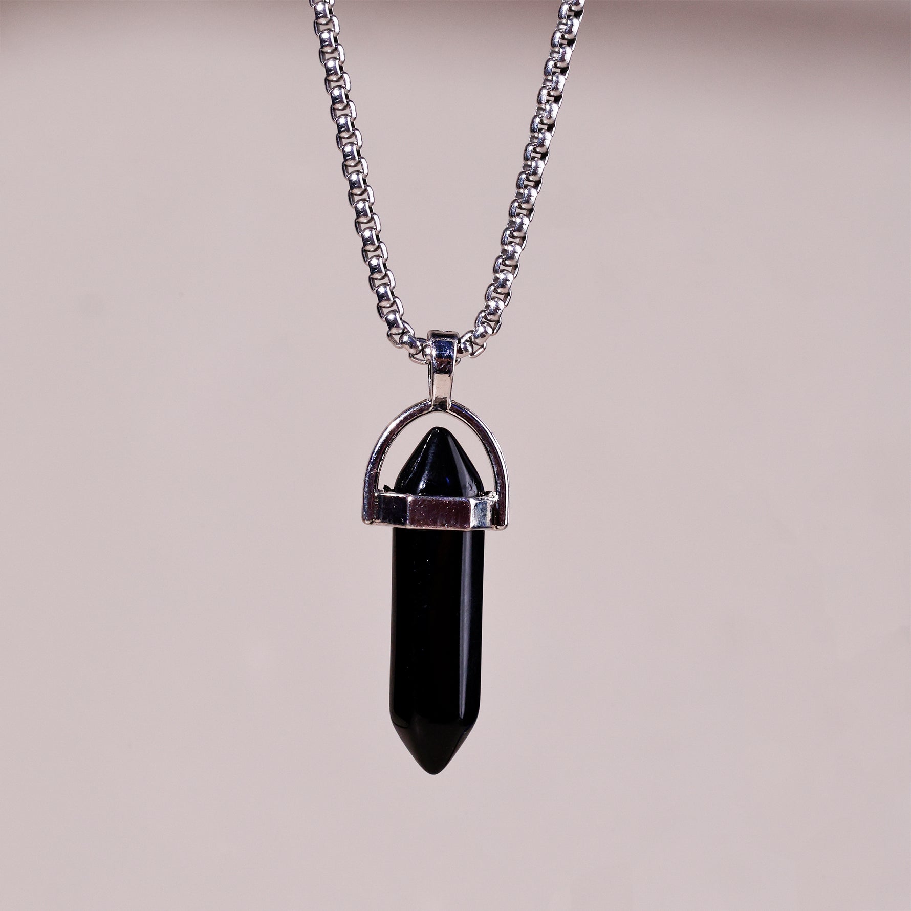 Black Tourmaline Pen Shape Pandent - Abhimantrit