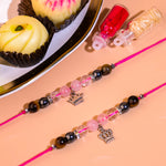 Rose quatz and tiger eye combo rakhi