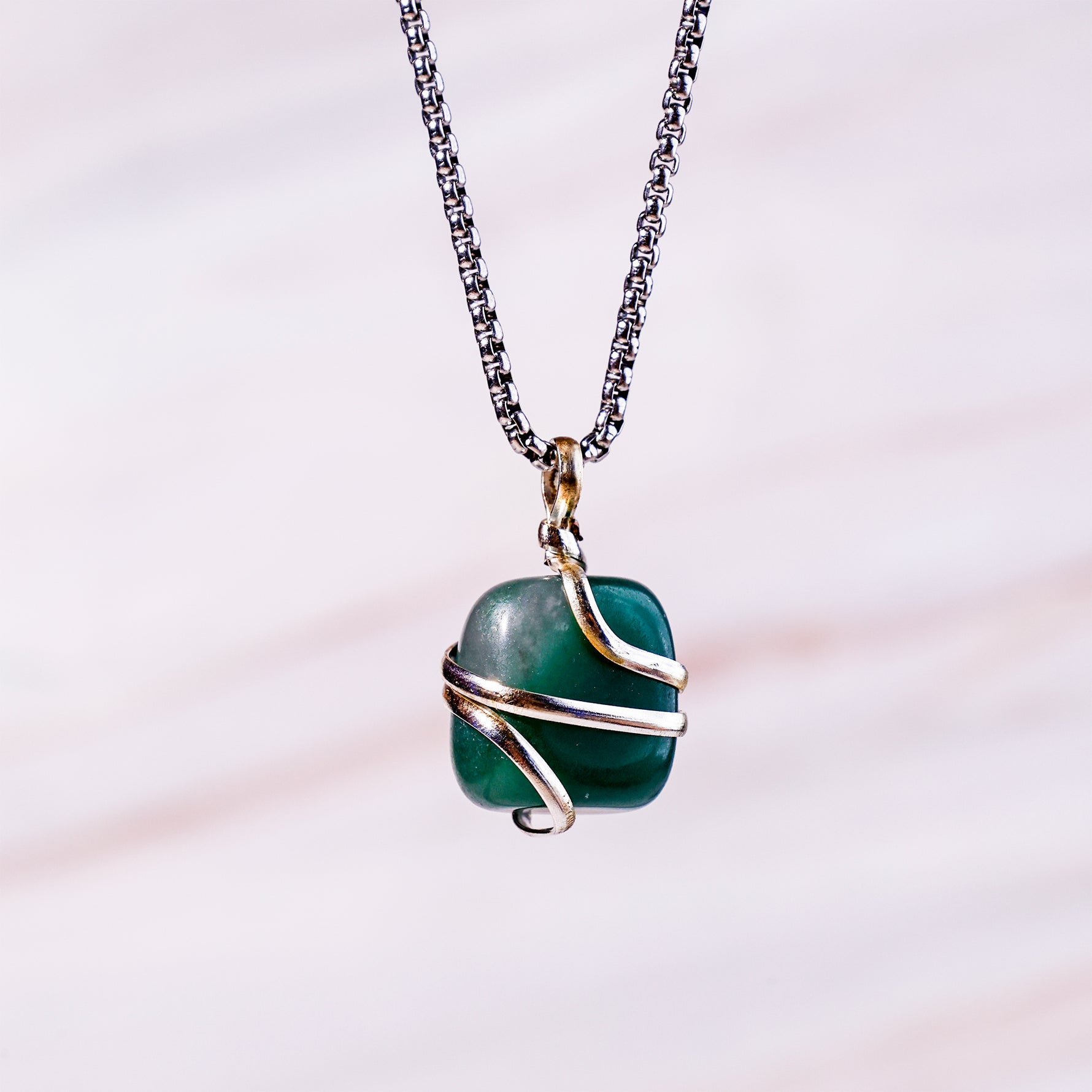 Green Jade Wrapping Pendant - Abhimantrit & Certified