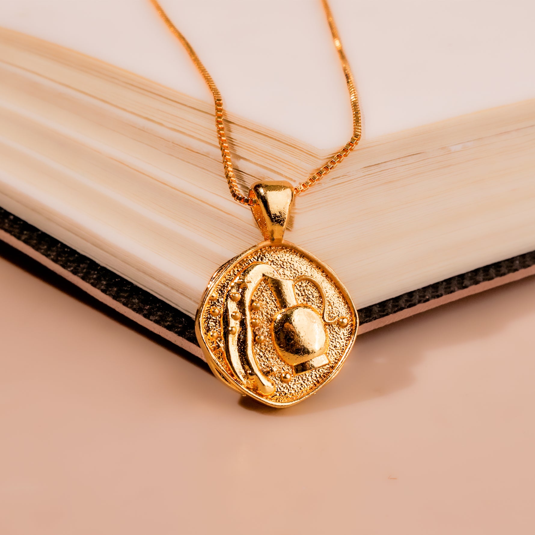 Aquarius Zodiac Sing Gold Plated Pendant - Abhimantrit