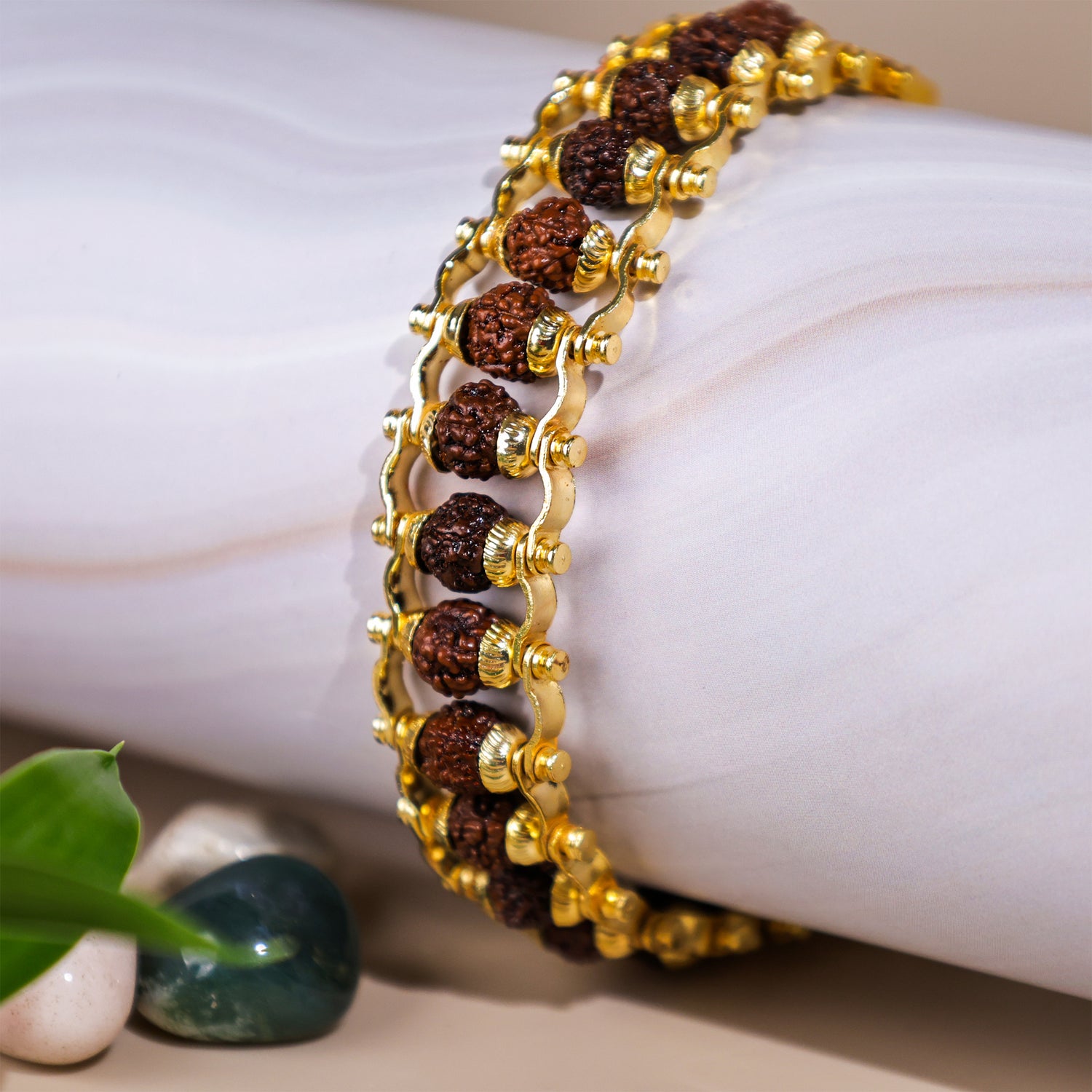Gold Plated Rudraksha Bracelet - Abhimantrit