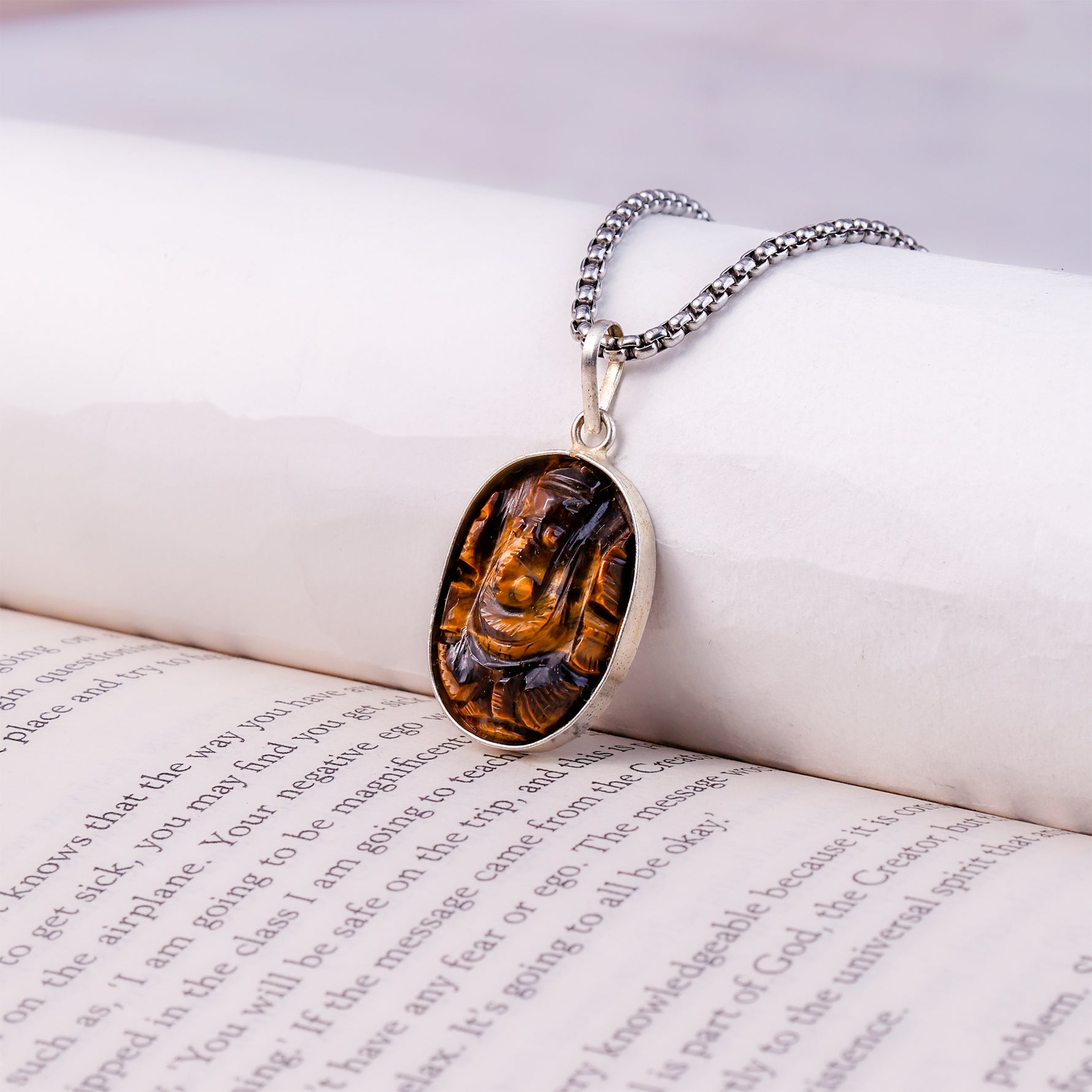 Tiger Eye Ganesh Pendant - Abhimantrit