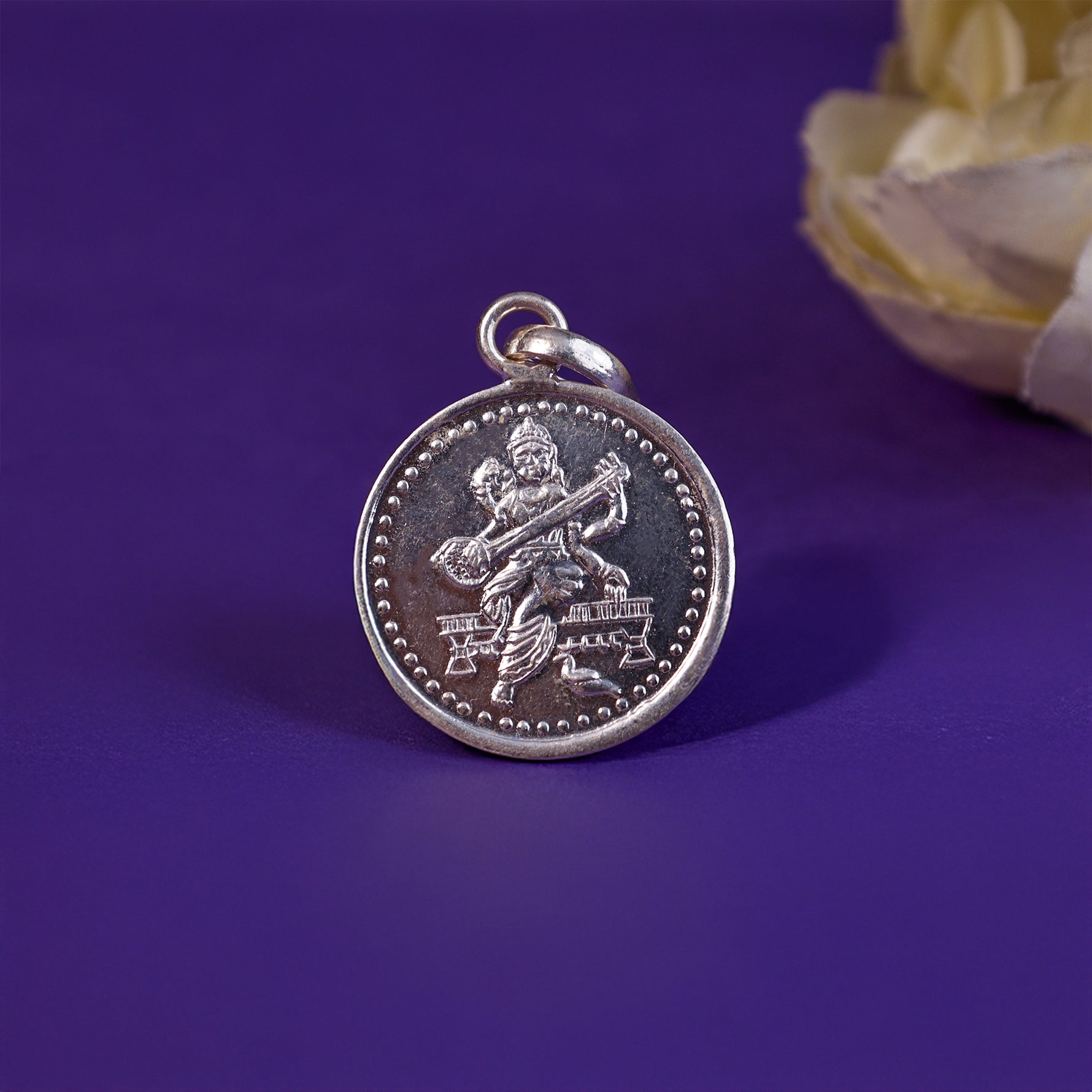 Saraswati Yantra Pure Silver Pendant- Abhimantrit