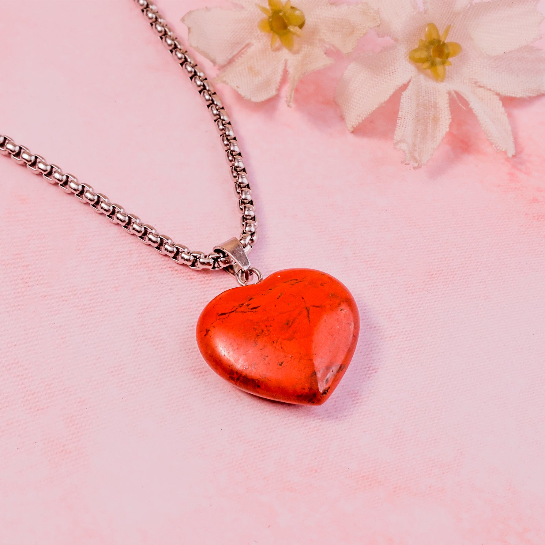 Red Jasper Heart Pendant - Abhimantrit & Certified