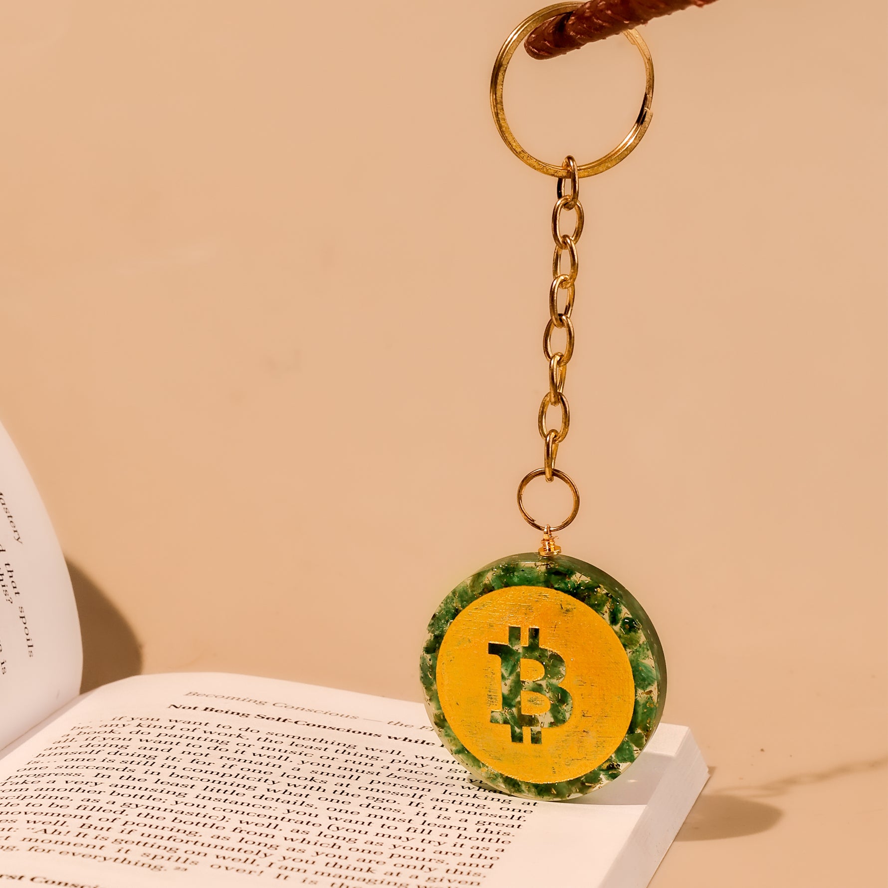 Bitcoin Green Jade Keychain - Abhimantrit