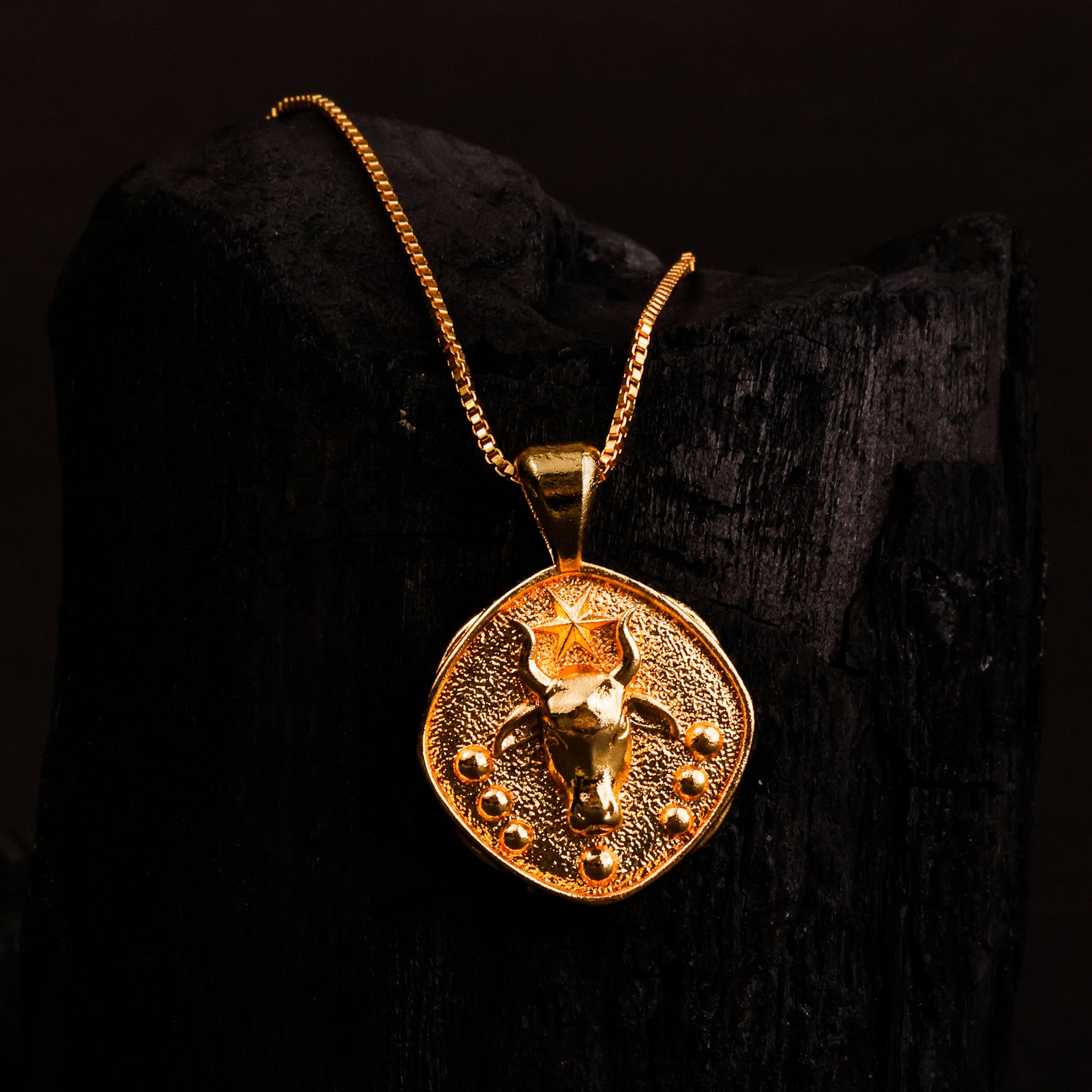 Taurus Zodiac Sing Gold Plated Pendant- Abhimantrit