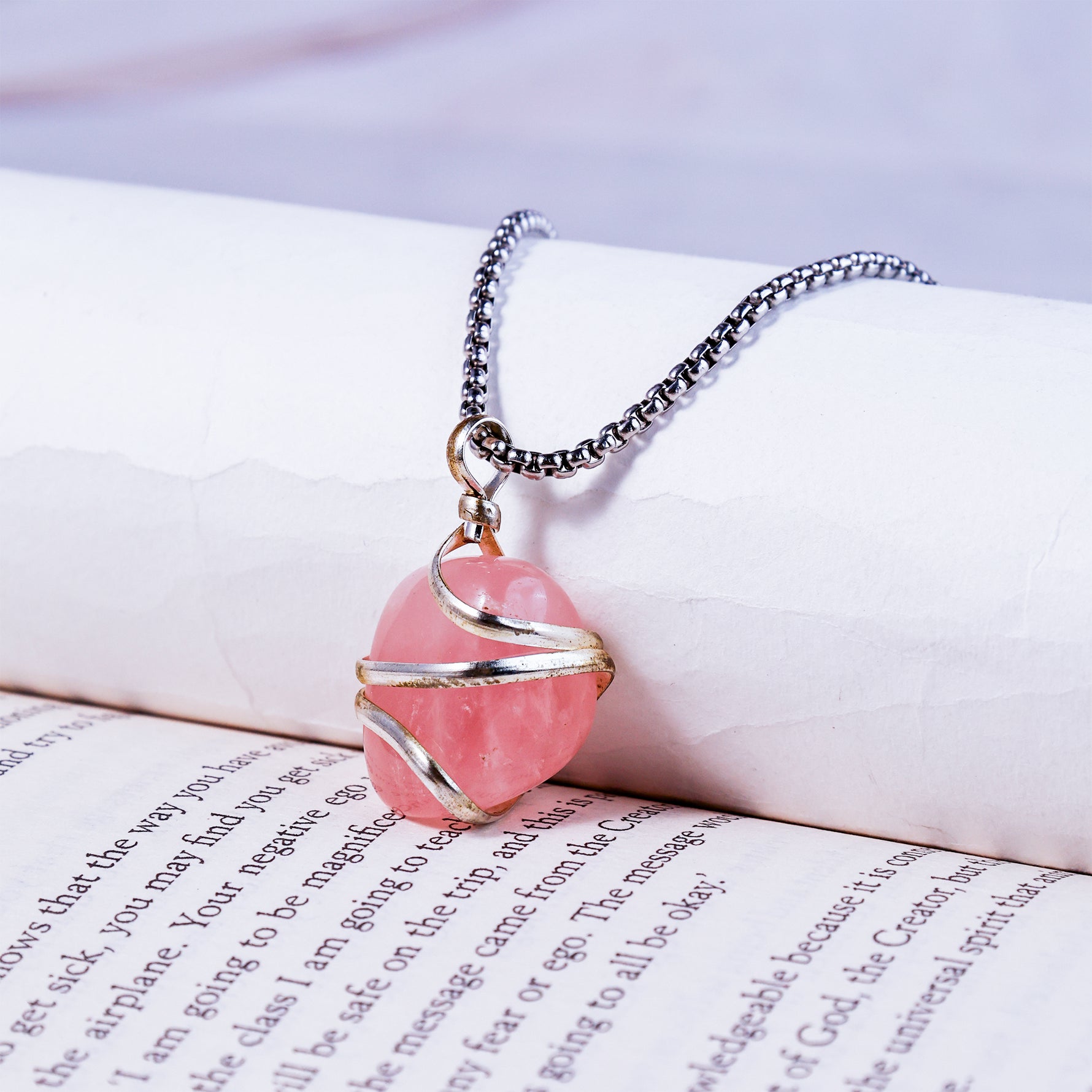 Rose Quartz Wrapping Pendant - Abhimantrit & Certified