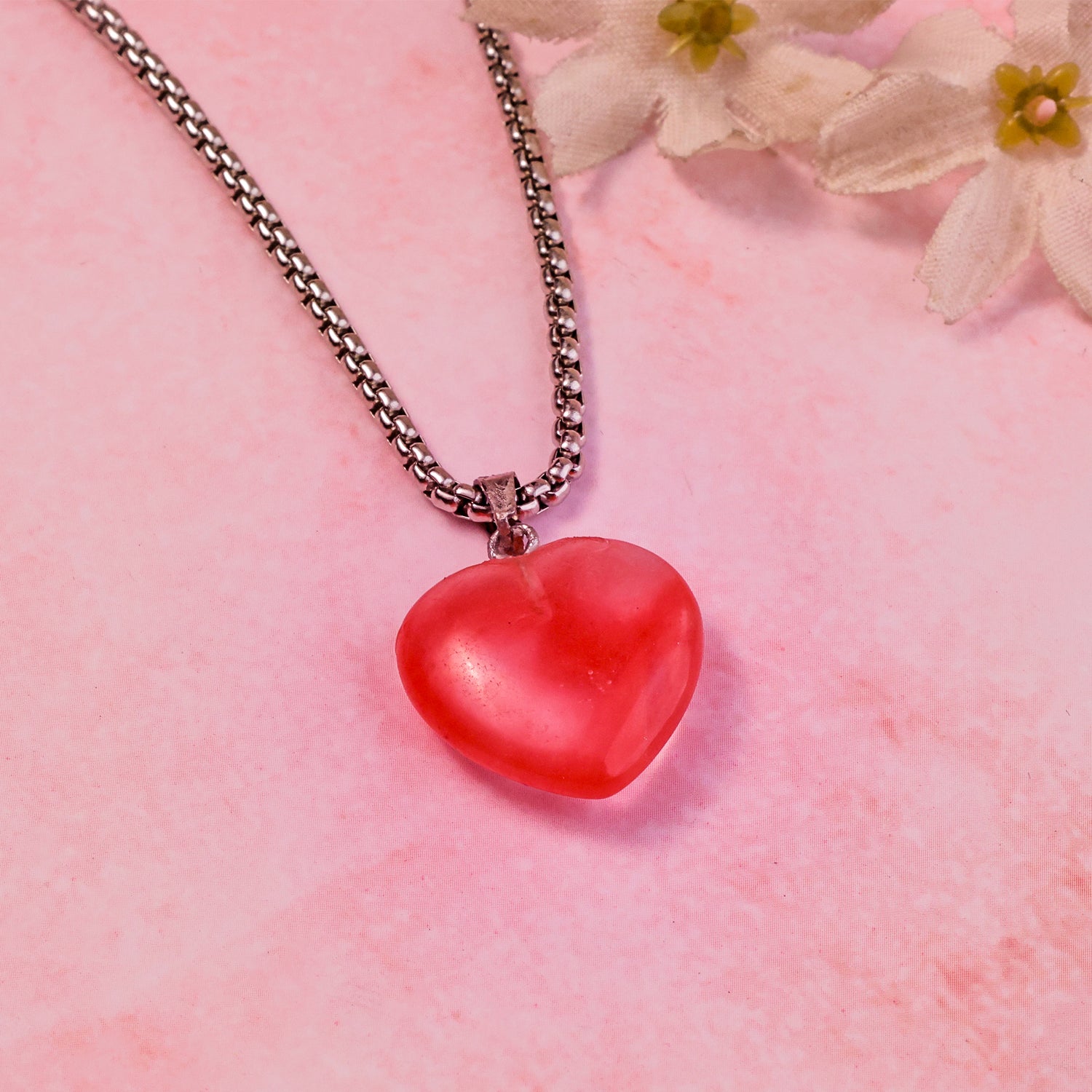Cherry Quartz Heart Pandent - Abhimantrit & Certified