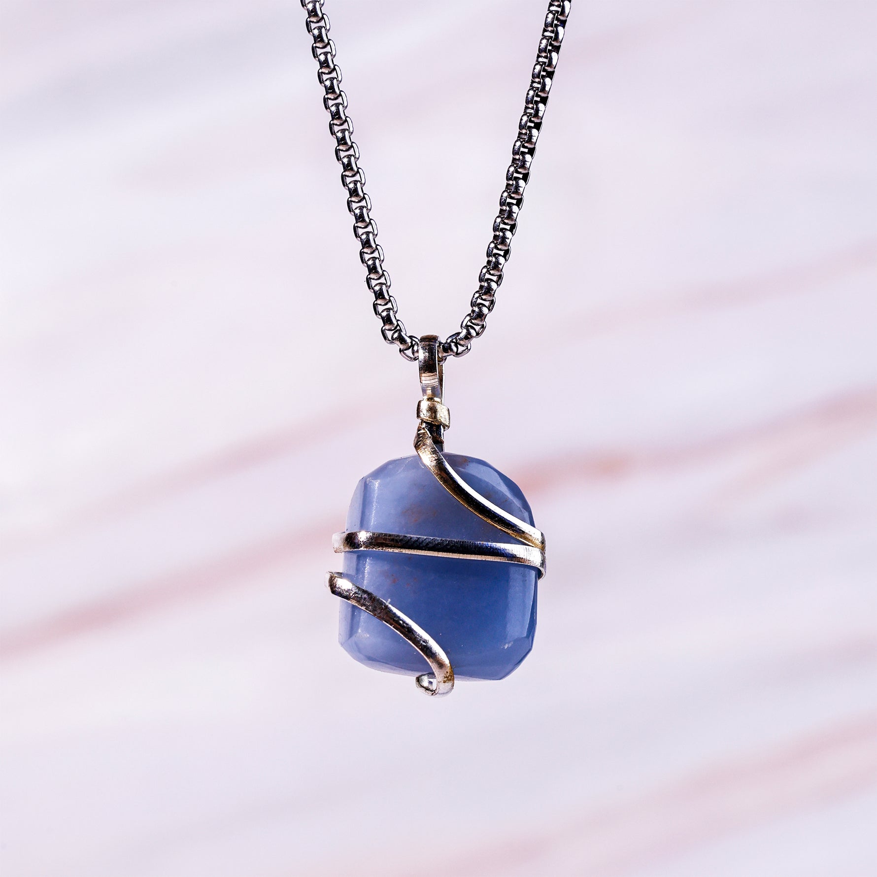 Angelite Wrapping Pendant - Abhimantrit & Certified