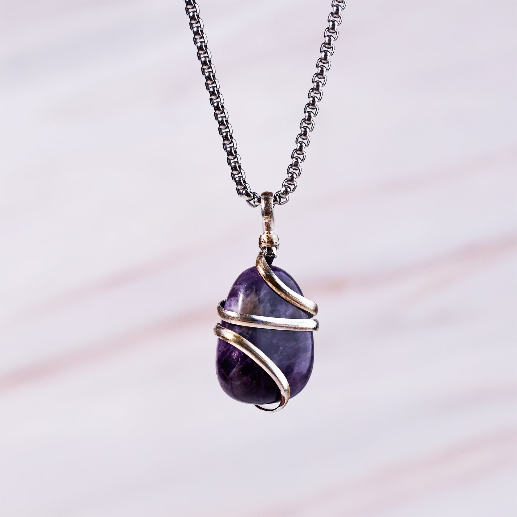 Amethyst Wrapping Pendant - Abhimantrit & Certified