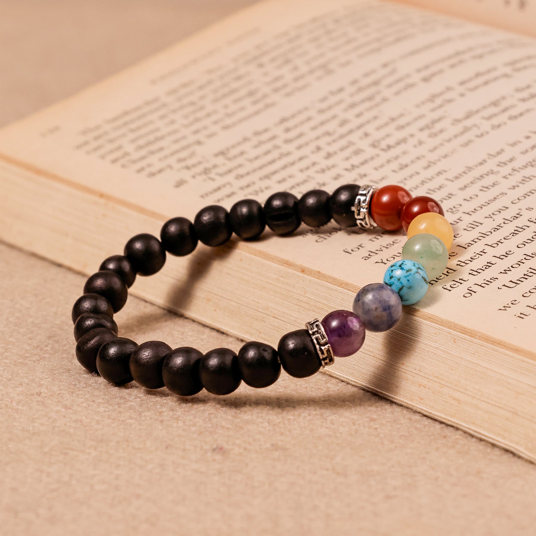 Karungali With 7 Chakra Bracelet - Abhimantrit & Certified