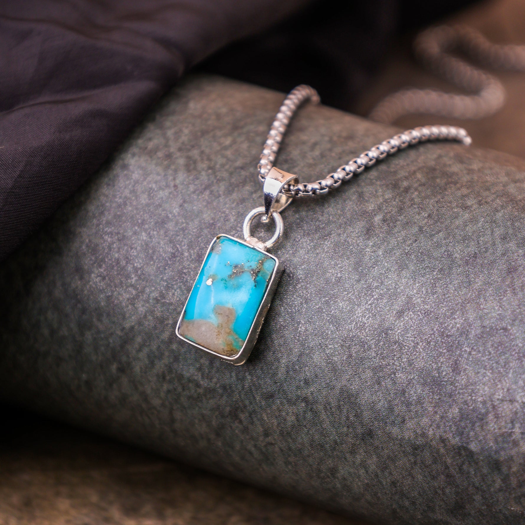 Turquoise (Firoza) Pendant - Abhimantrit & Certified