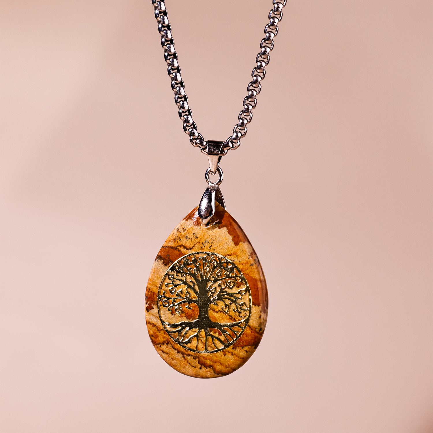 Jasper Life of Tree Pendant - Abhimantrit & Certified