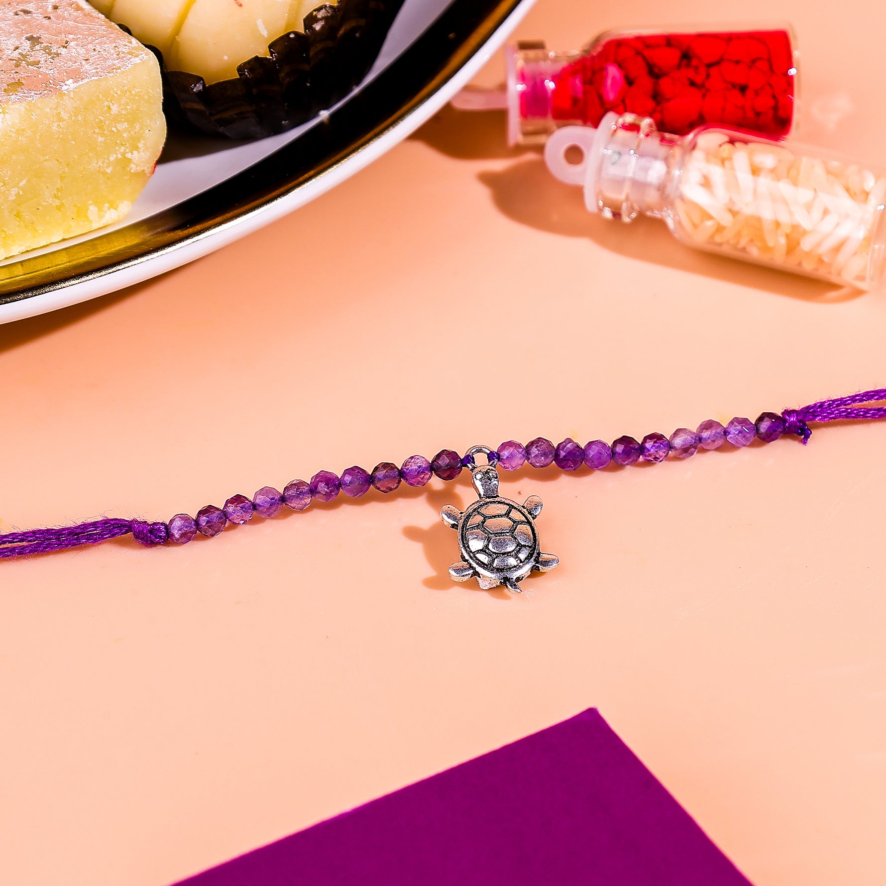 92.5 Pure Silver Turtle Rakhi - Abhimantrit & Certified