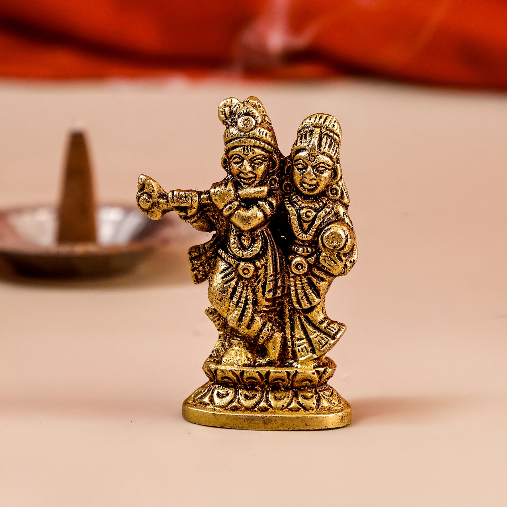 Brass Radha Krishna Idol - Abhimantrit
