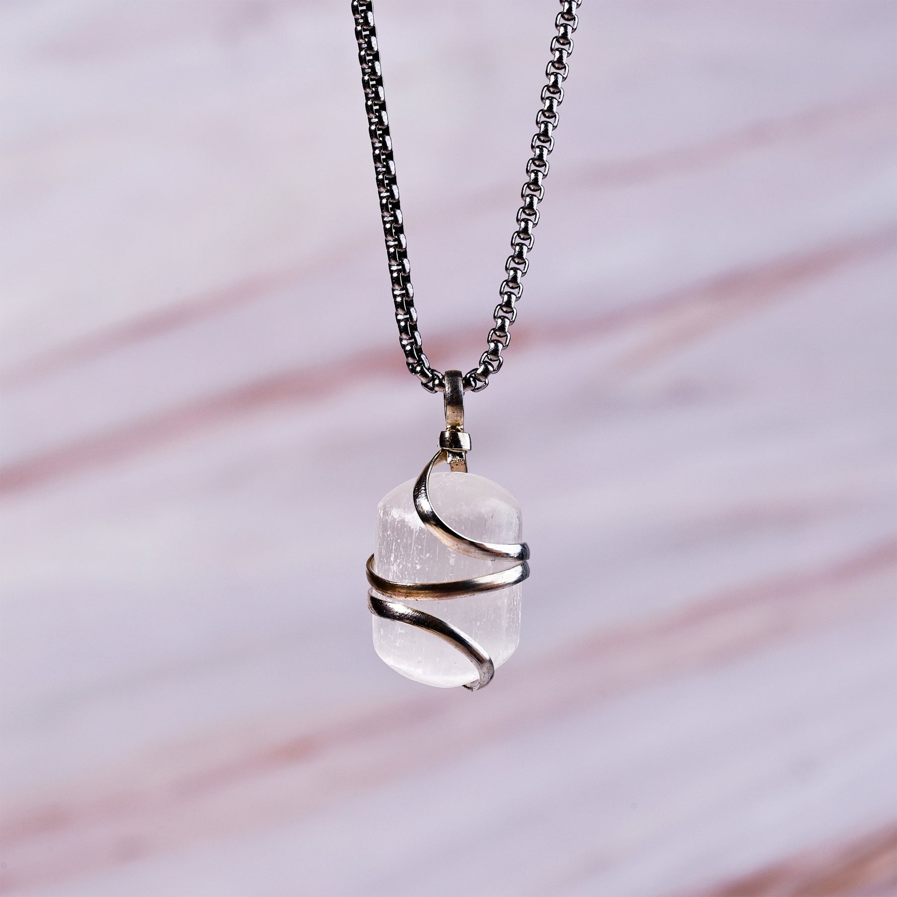 Selenite Wrapping Pendant - Abhimantrit & Certified