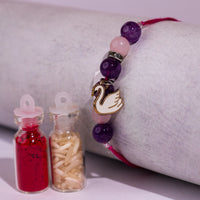 amethyst and rose quartz Rakhi - Abhimantrit & Certified