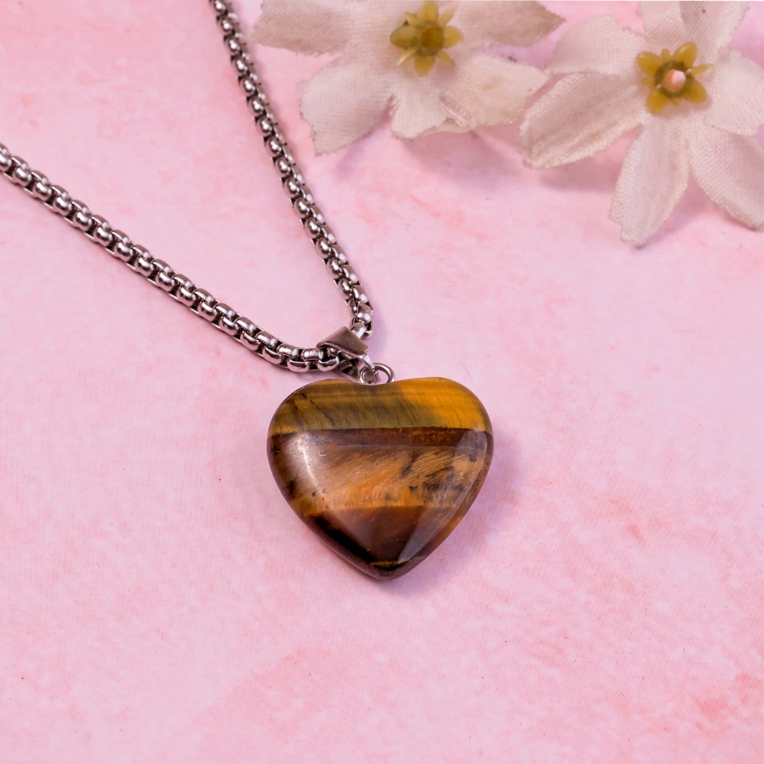 Tiger Eye Heart Pendant - Abhimantrit & Certified