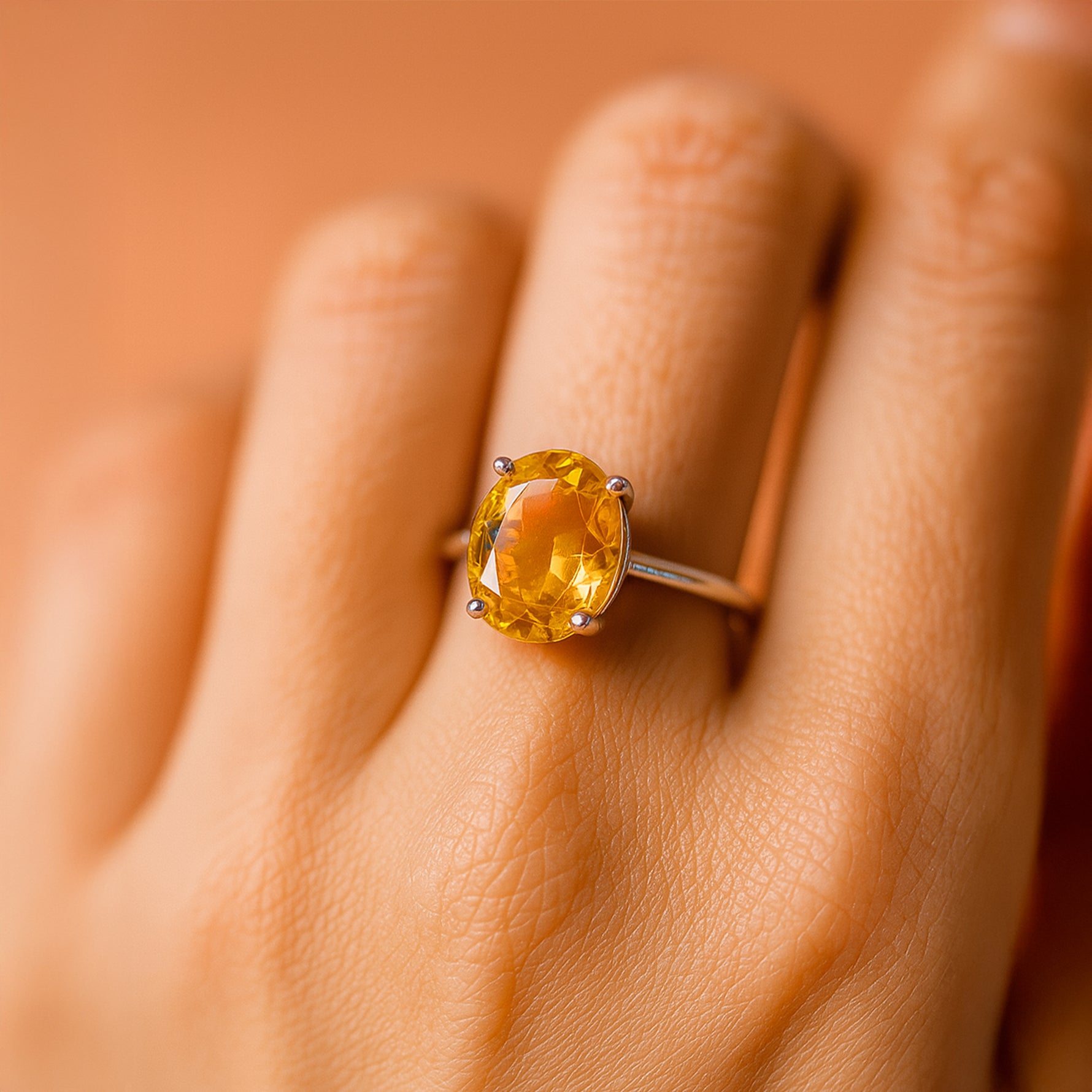 High Financial Status, Success in Job & Profession: Yellow Citrine Ring - Abhimantrit & Certified