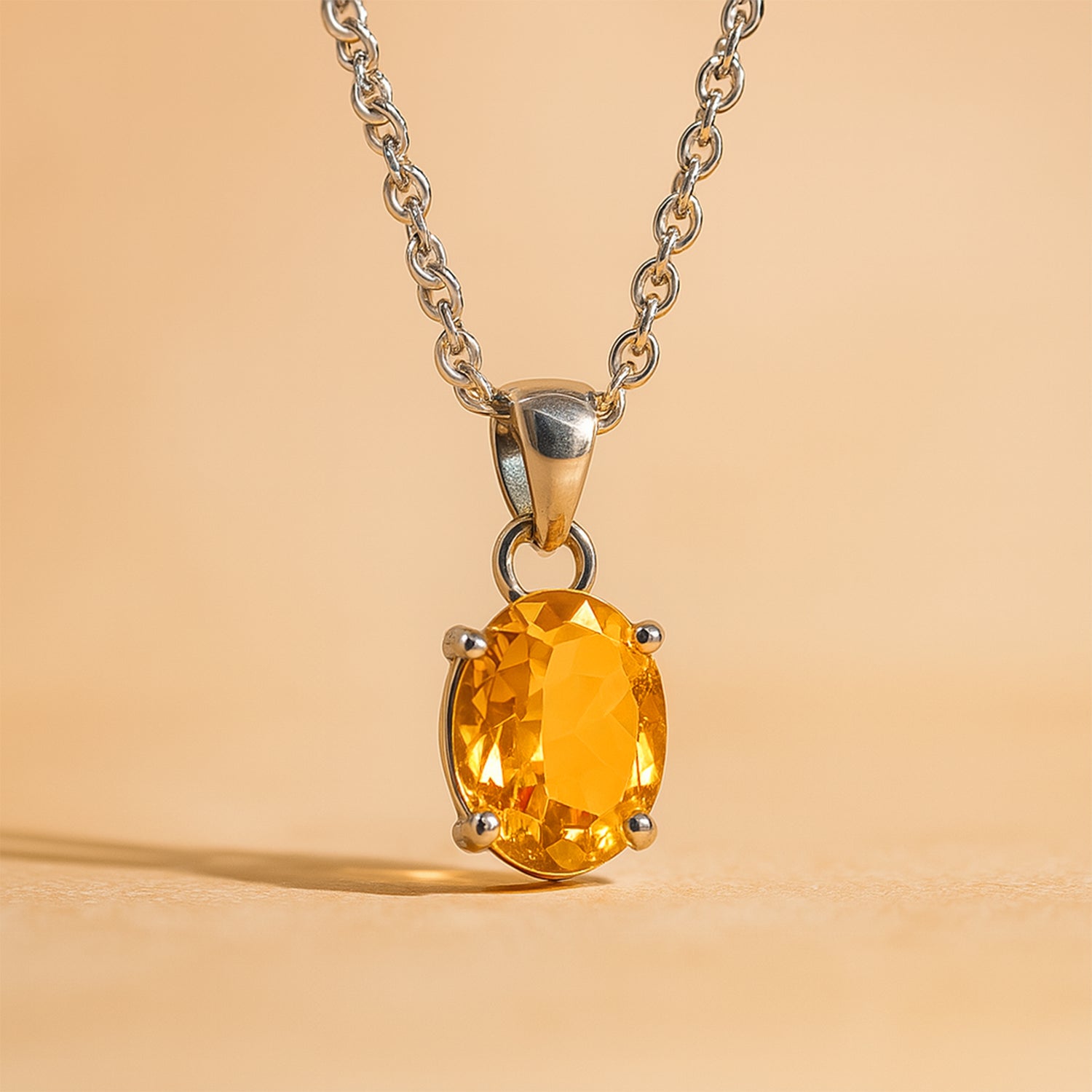 High Financial Status, Success in Job & Profession: Yellow Citrine Pendant - Abhimantrit & Certified