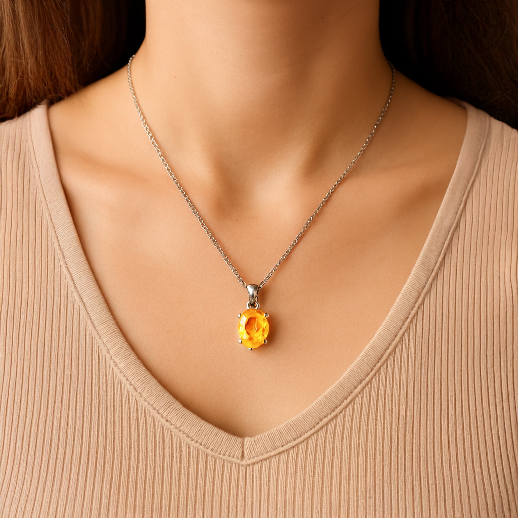 High Financial Status, Success in Job & Profession: Yellow Citrine Pendant - Abhimantrit & Certified