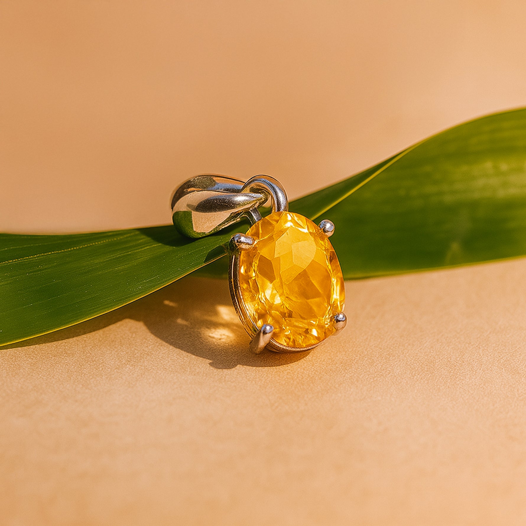 High Financial Status, Success in Job & Profession: Yellow Citrine Pendant - Abhimantrit & Certified