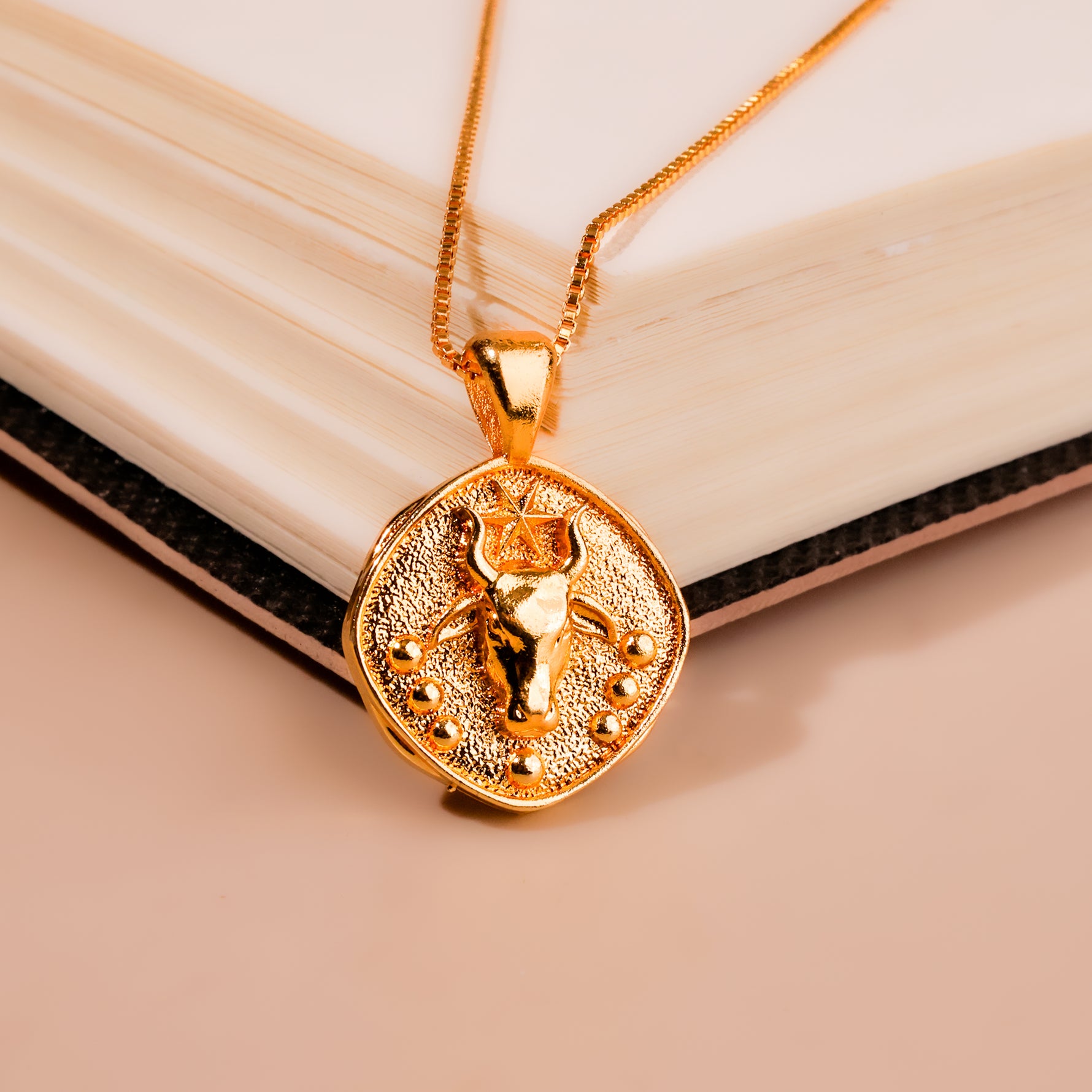 Taurus Zodiac Sing Gold Plated Pendant- Abhimantrit