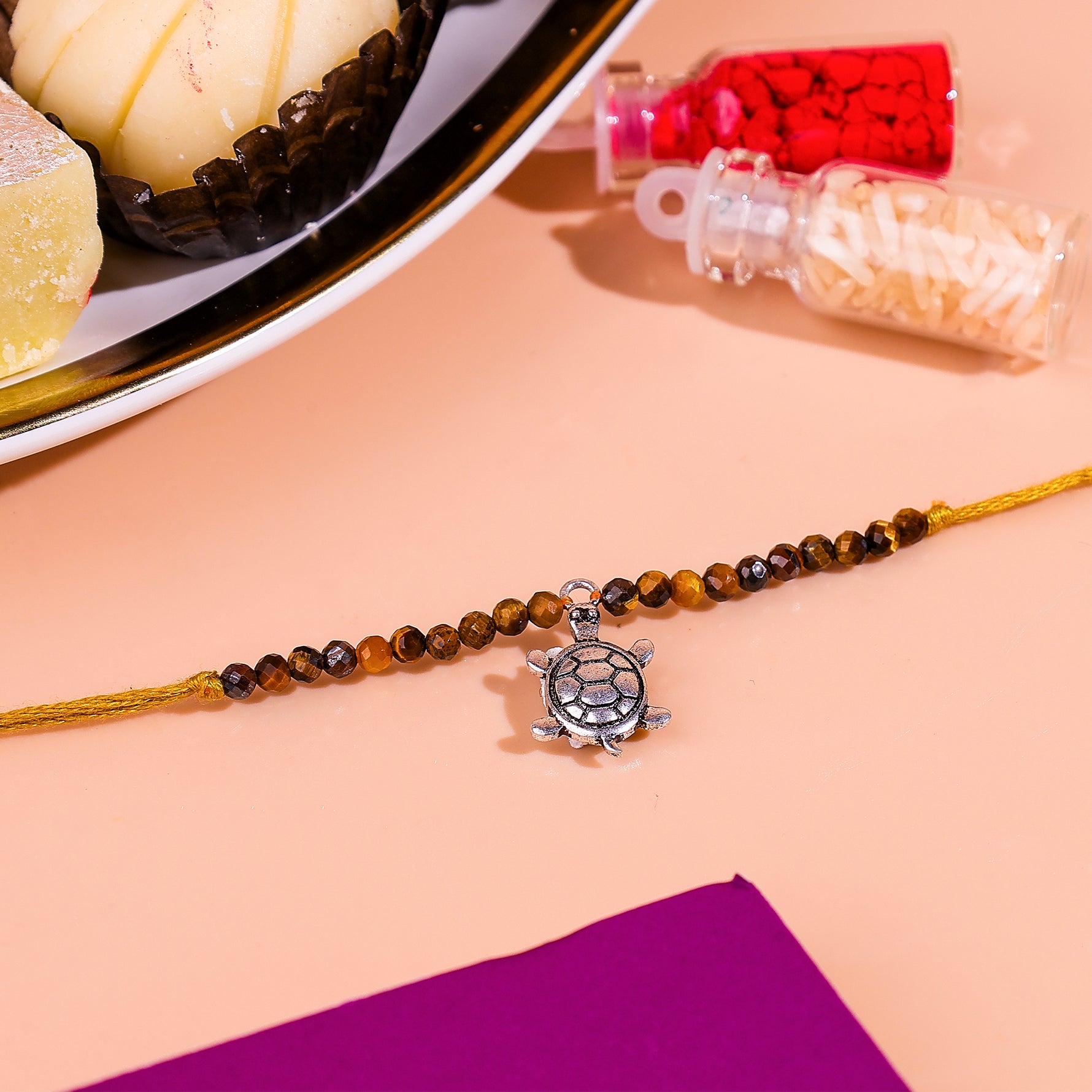 92.5 Pure Silver Turtle Rakhi - Abhimantrit & Certified