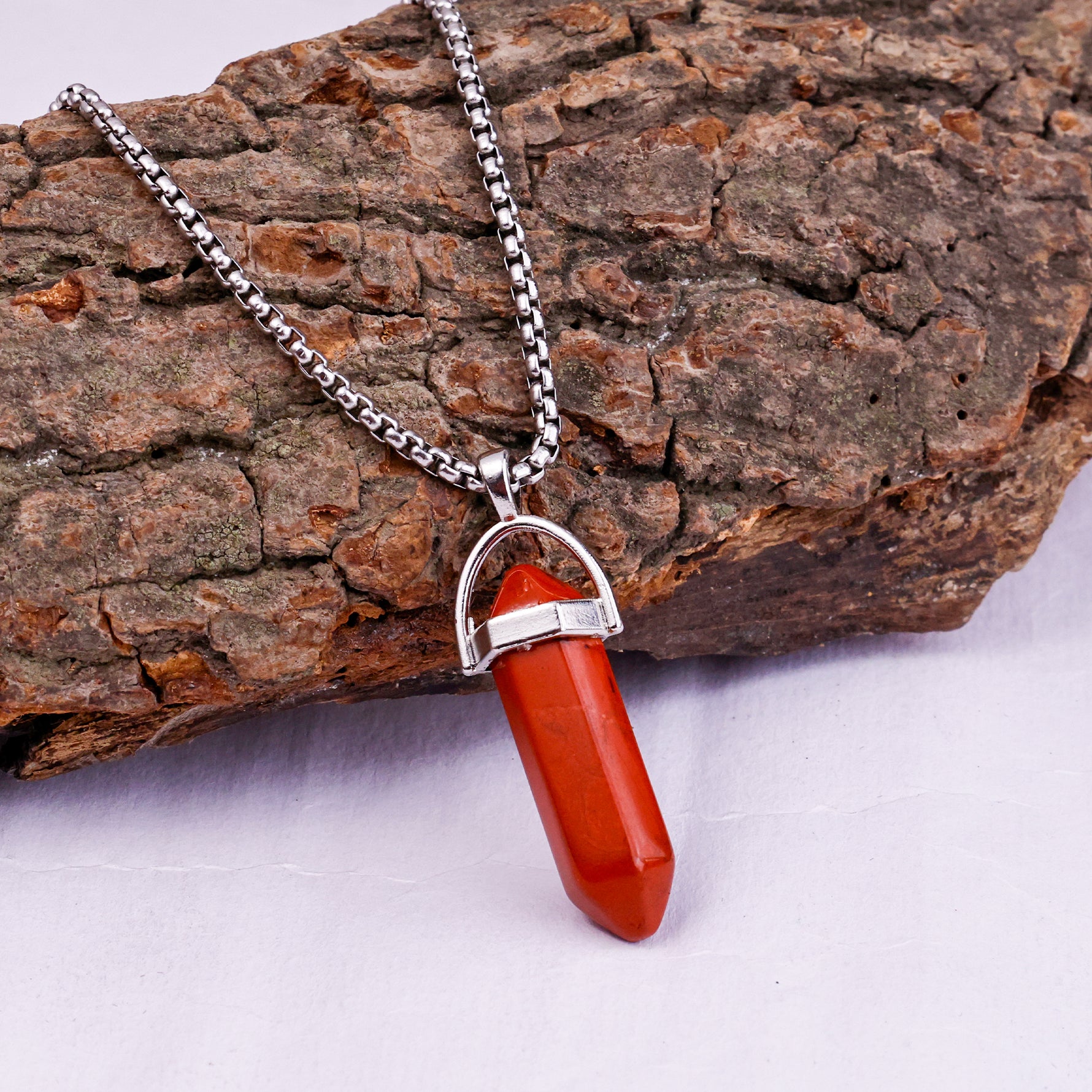 Red Jasper Pen Shape Pandent - Abhimantrit