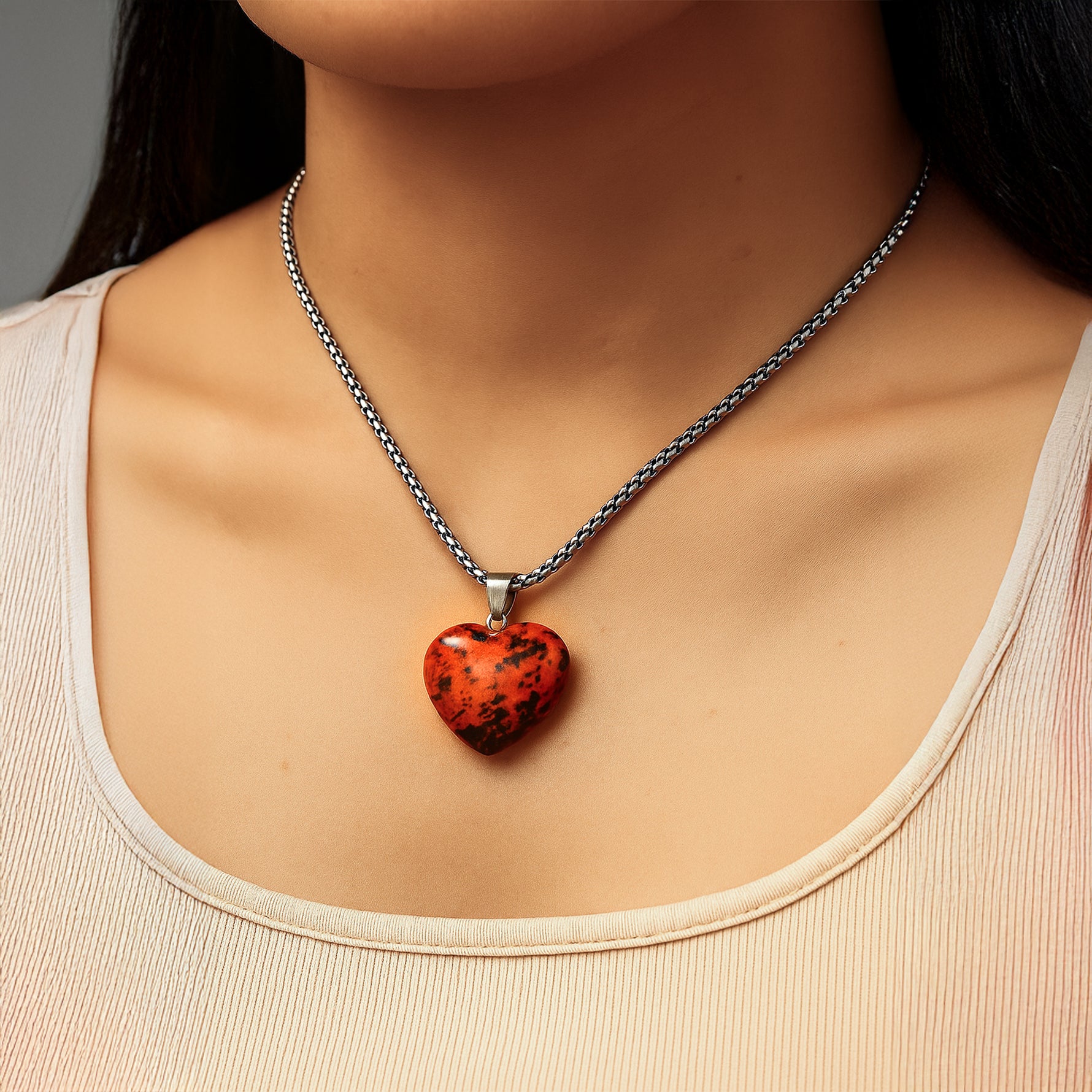 Mahogany Obsidian Heart Pandent - Abhimantrit & Certified