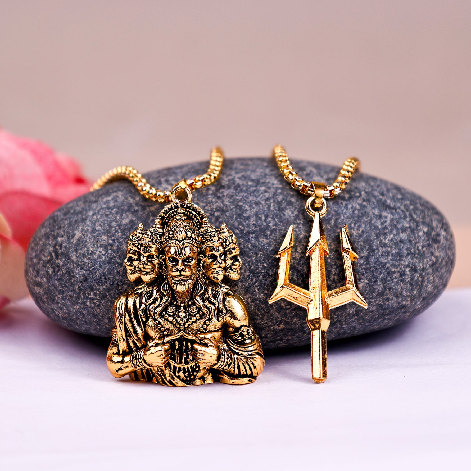 Panchmukhi Hanuman Ji with Bholenath Trishul Pendant - Abhimantrit