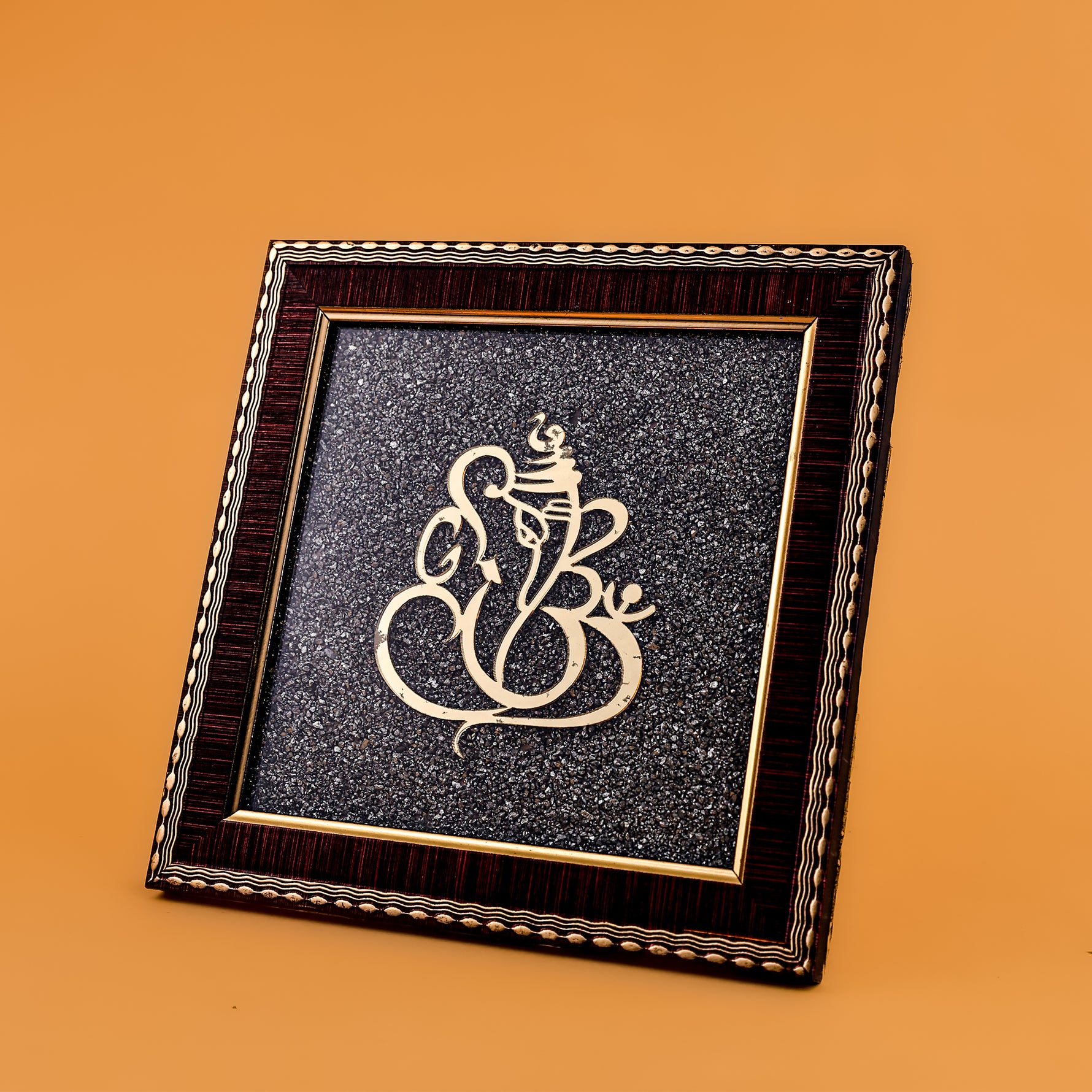 Ganesh Ji Raw Pyrite Frame - Abhimantrit