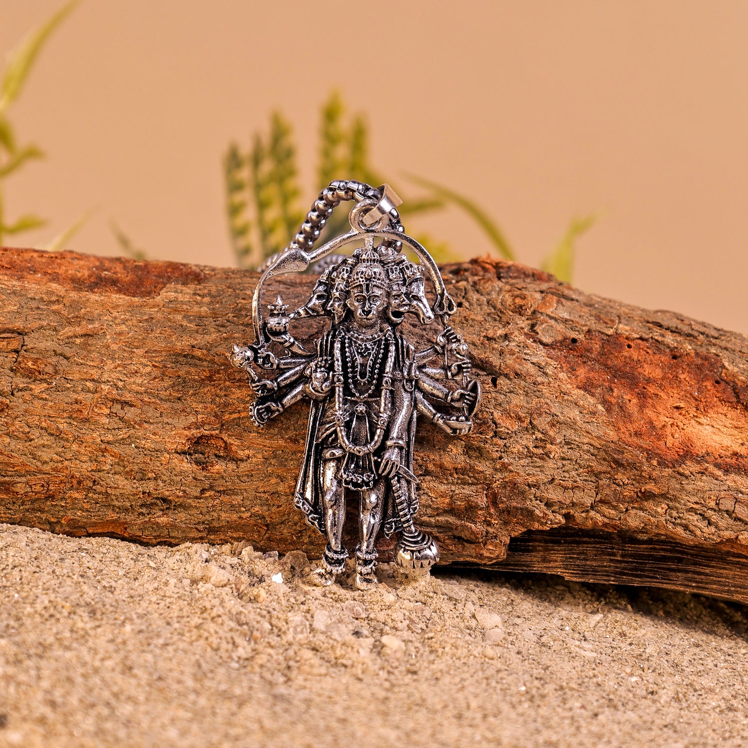 Silver Plated Panchmukhi Hanuman Ji Pendant - Abhimantrit