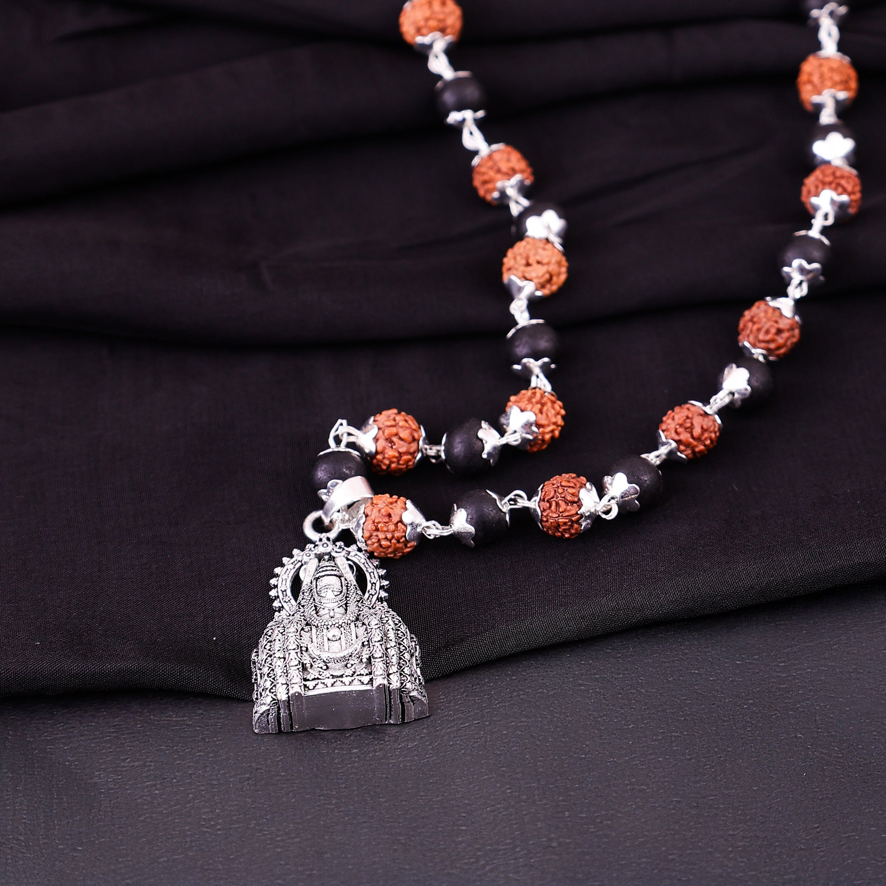 Karungali Rudraksha Mala with Mahadev Jyotirling Pendant Karungali Rudraksha Mala with Mahadev Jyotirling Pendant - Abhimantrit