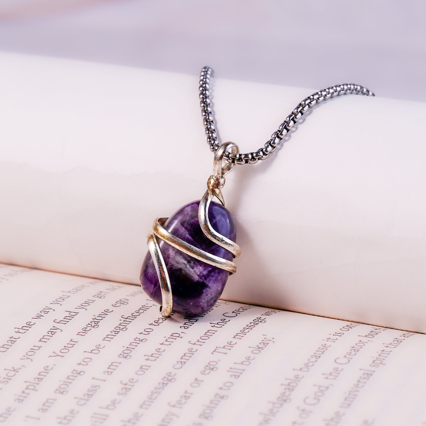 Amethyst Wrapping Pendant - Abhimantrit & Certified