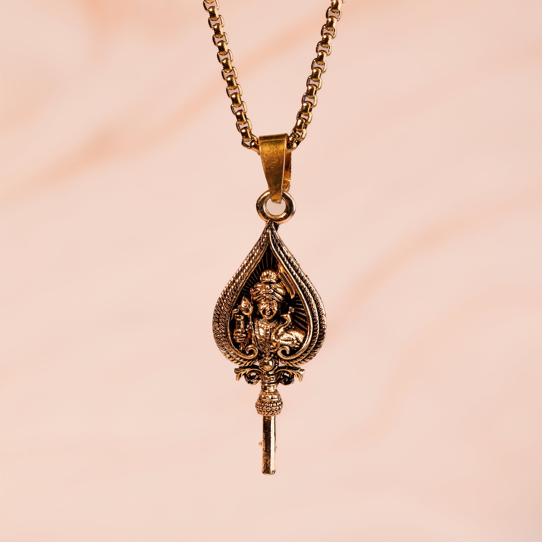 IGP Plating Lord Murugan with Gold Chain Pendant - Abhimantrit